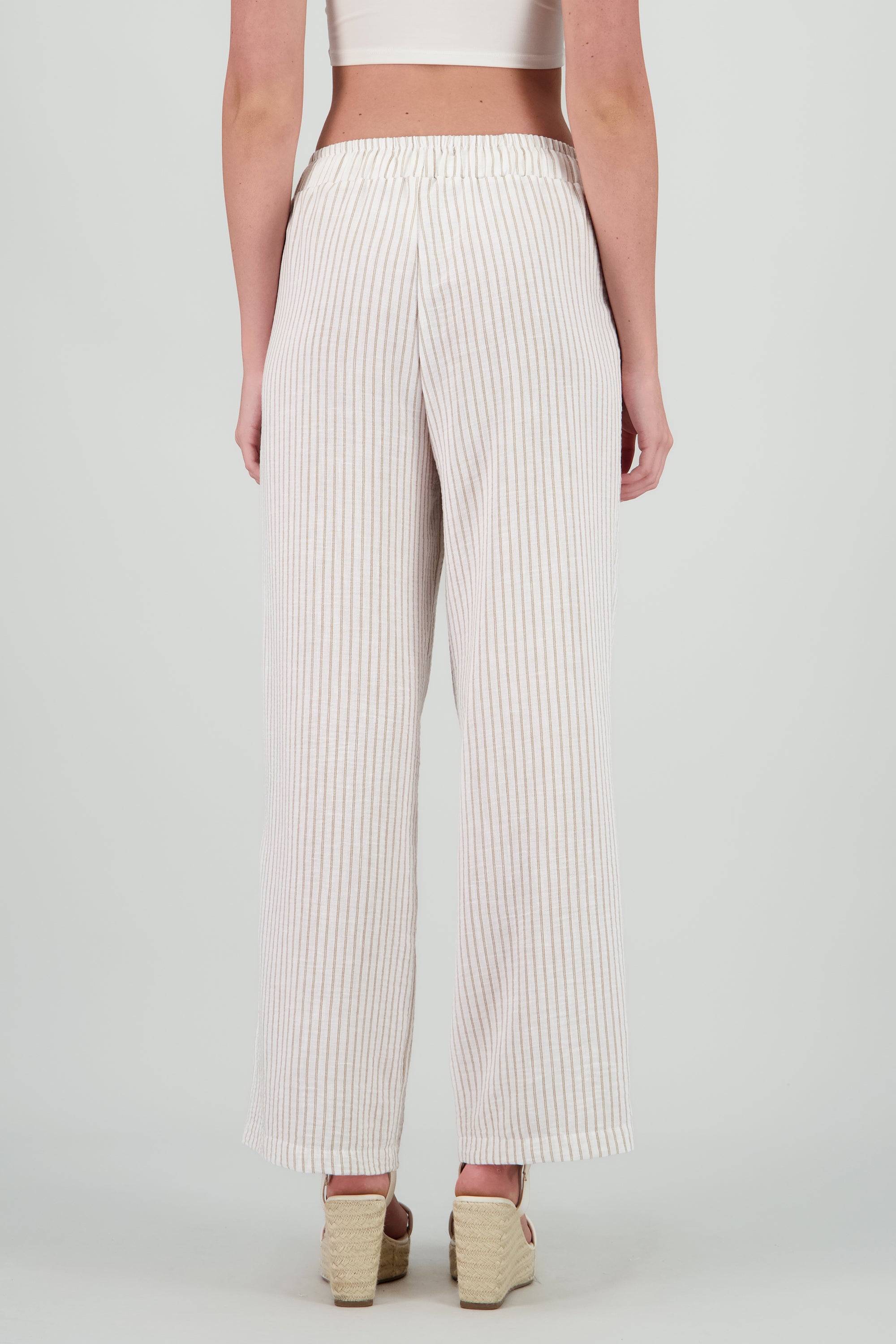 Pantalon fluido detalle jareta HUESO COMBO