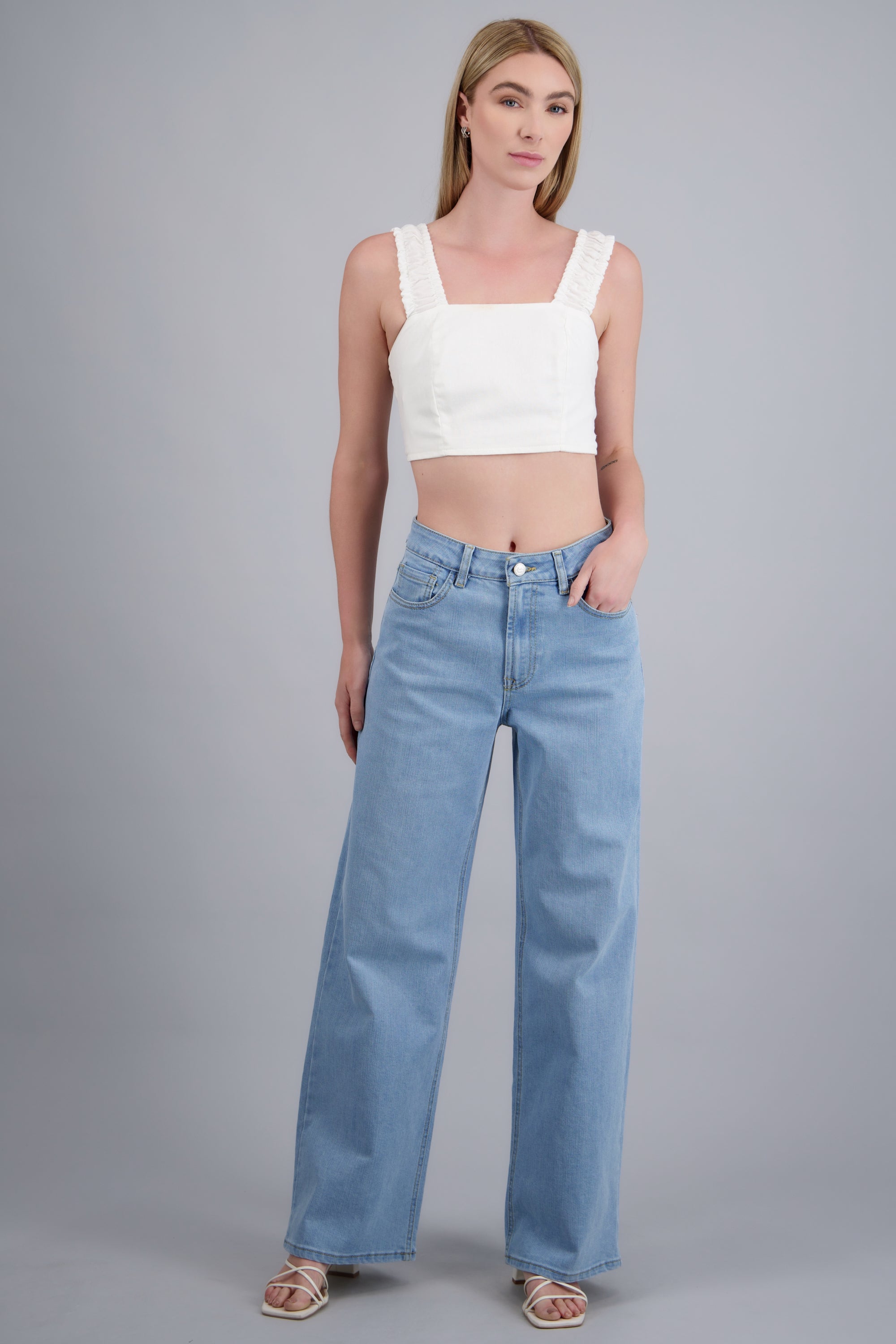 JEANS WIDE LEG ULTRA CONFORT SUPER BLEACHED