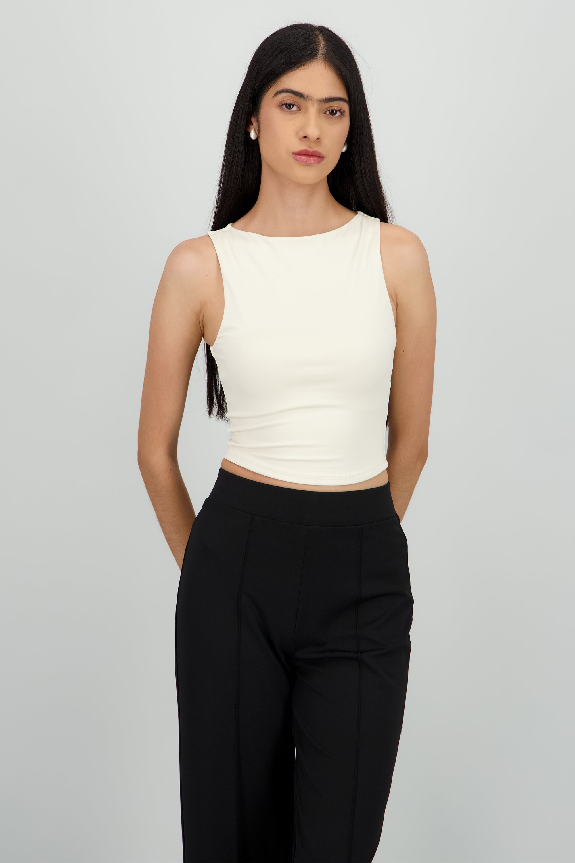 Top tirante ancho liso CREMA