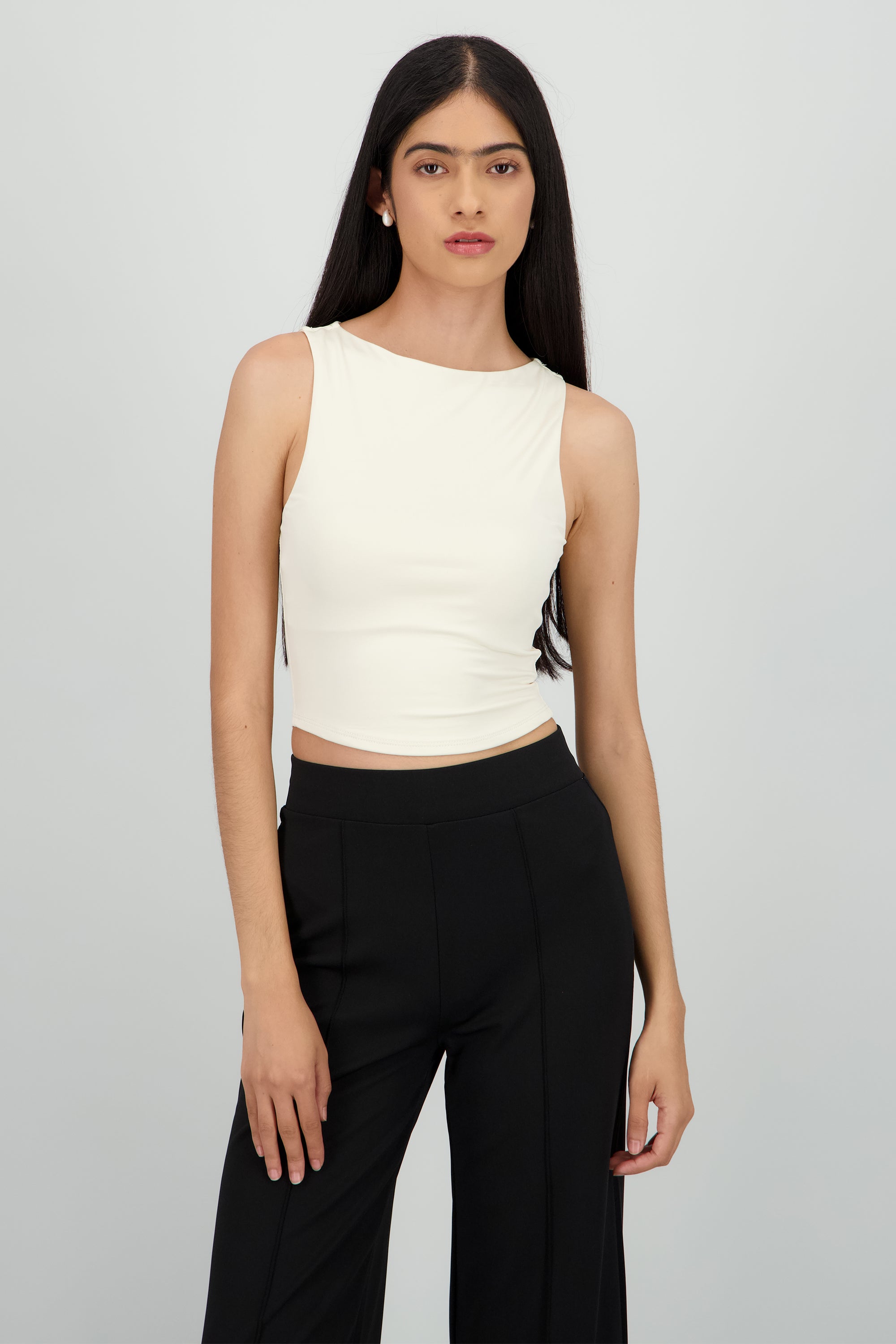 Top tirante ancho liso CREMA