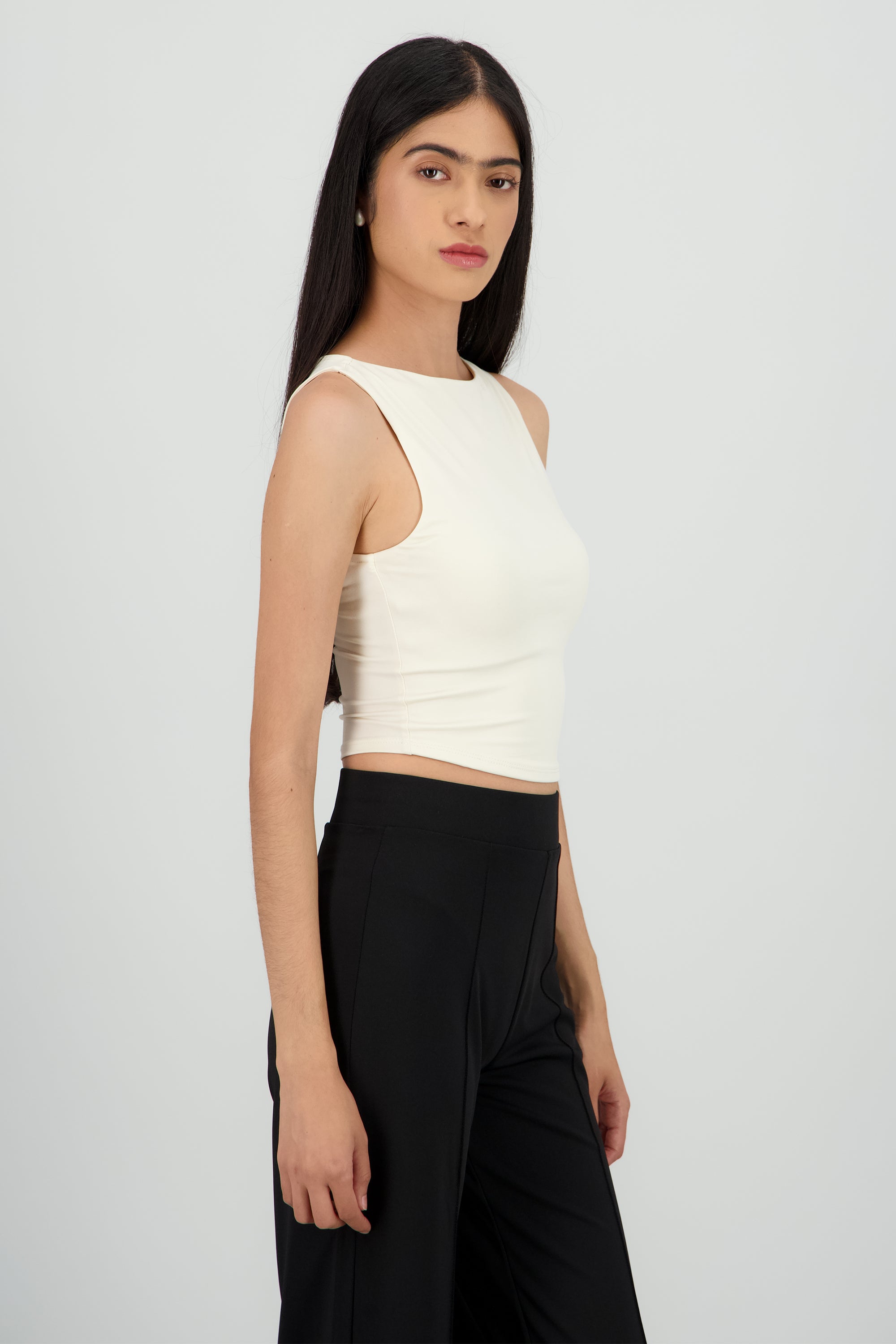 Top tirante ancho liso CREMA