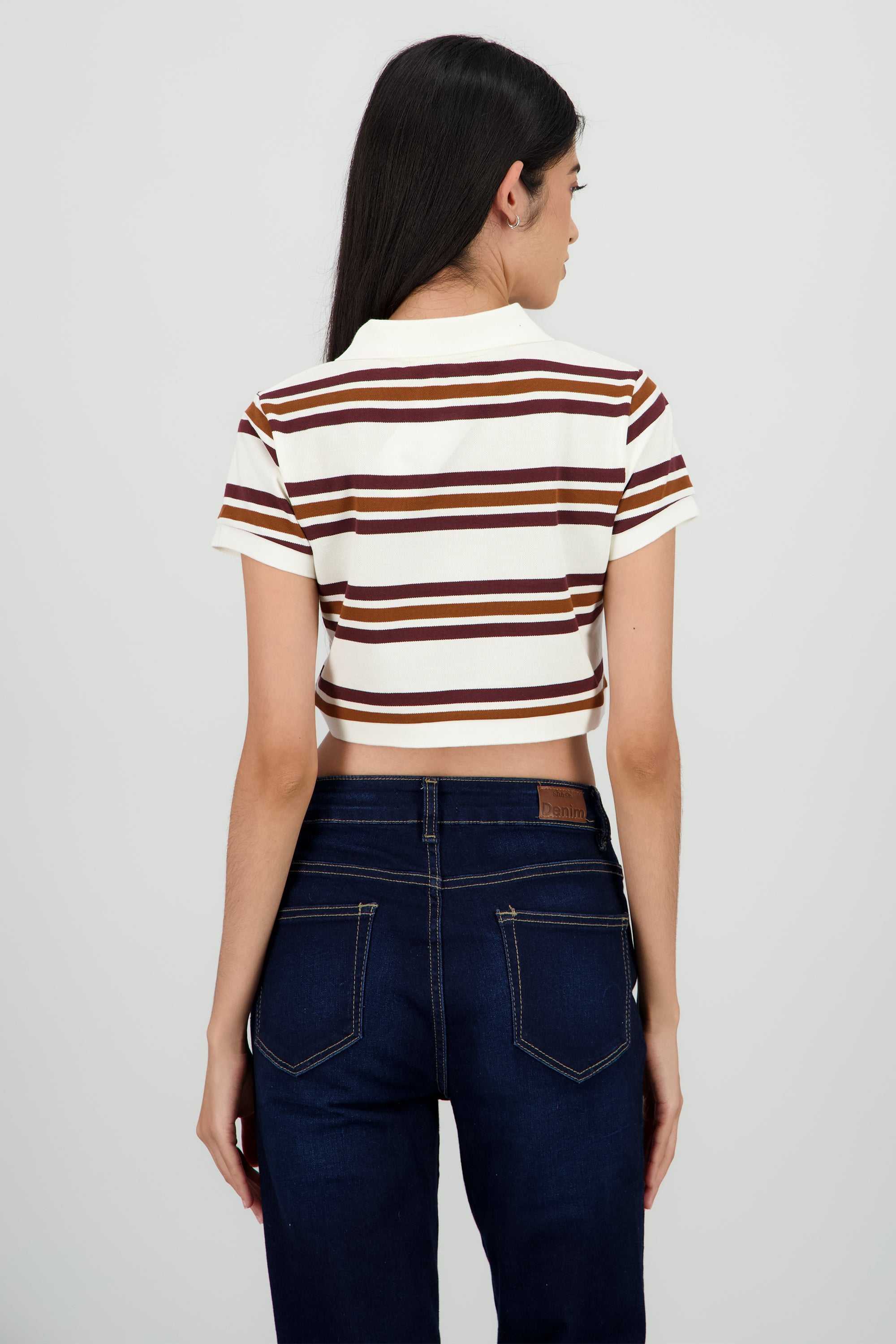 Top cuello polo rayas CAFE COMBO