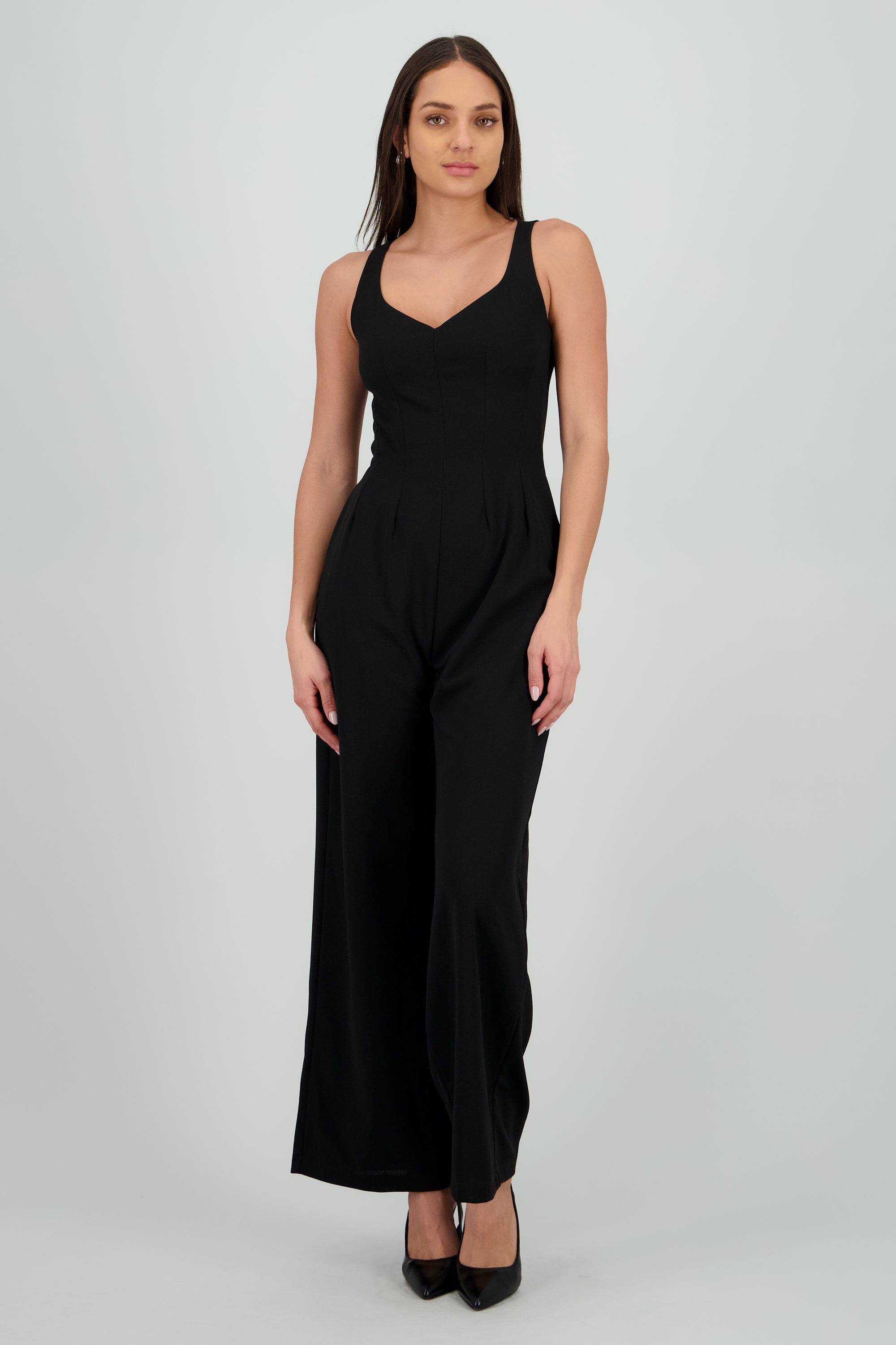 JUmpsuit sin manga escote v detalle pinzas NEGRO