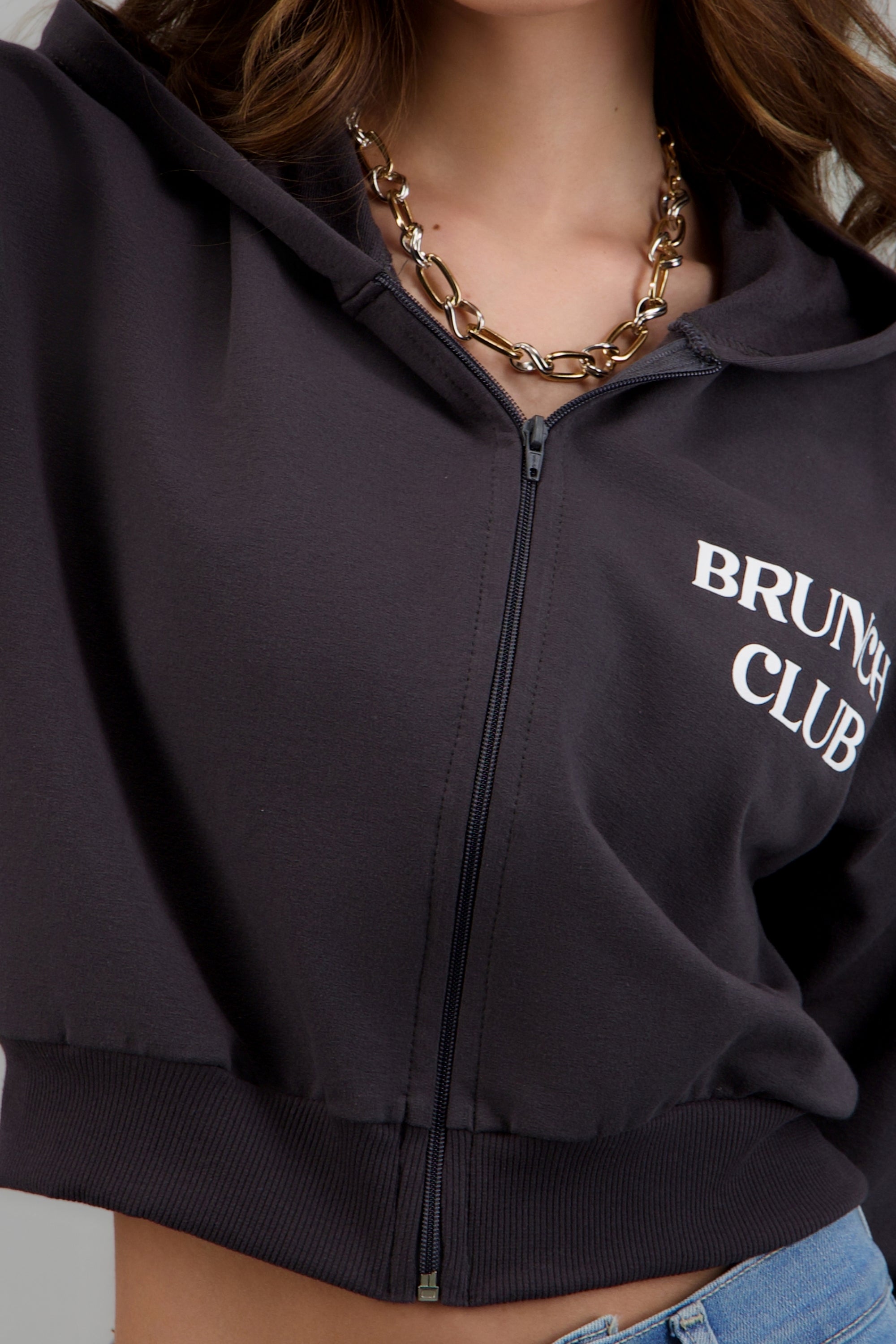 Sudadera Brunch Club GRIS OBSCURO