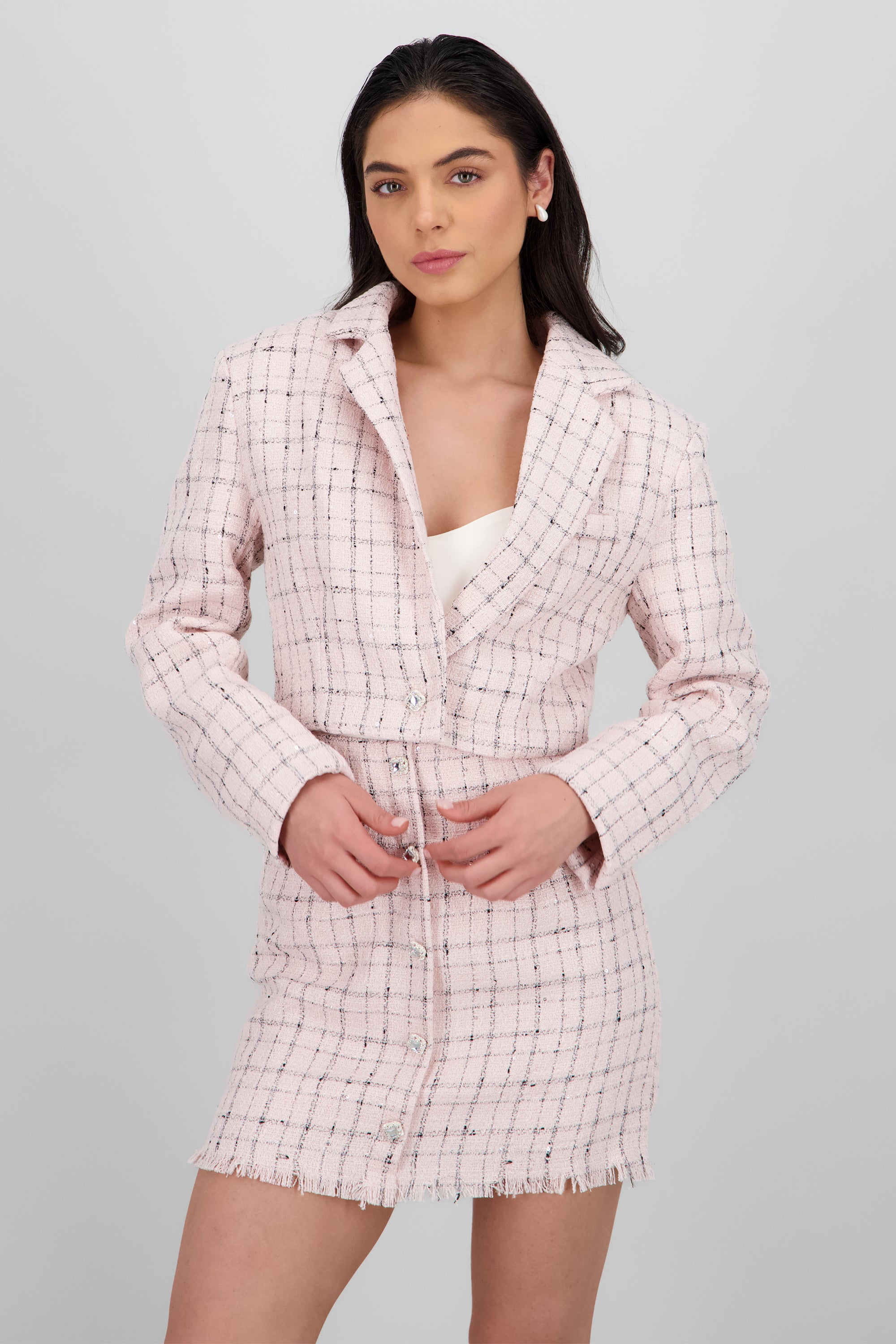 Saco mini cuadros tweed ROSA COMBO