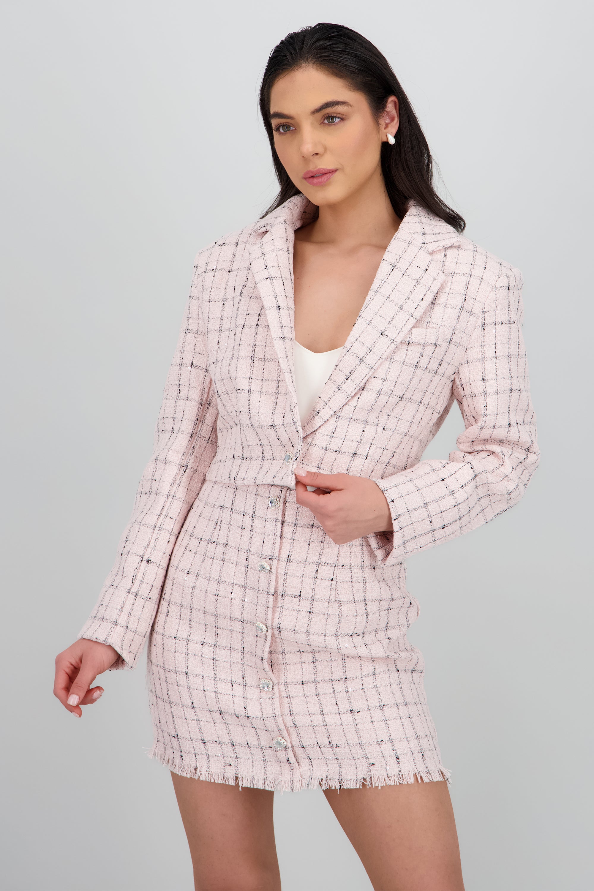 Saco mini cuadros tweed ROSA COMBO