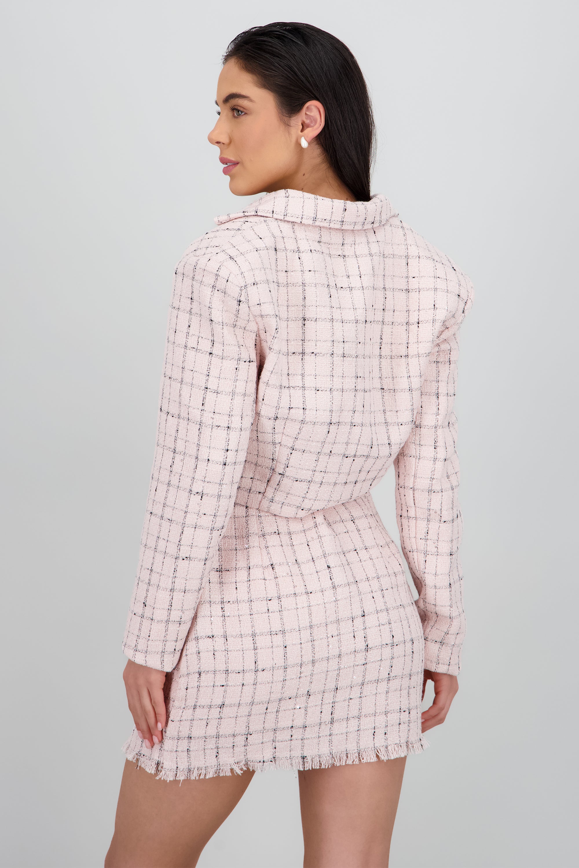 Saco mini cuadros tweed ROSA COMBO