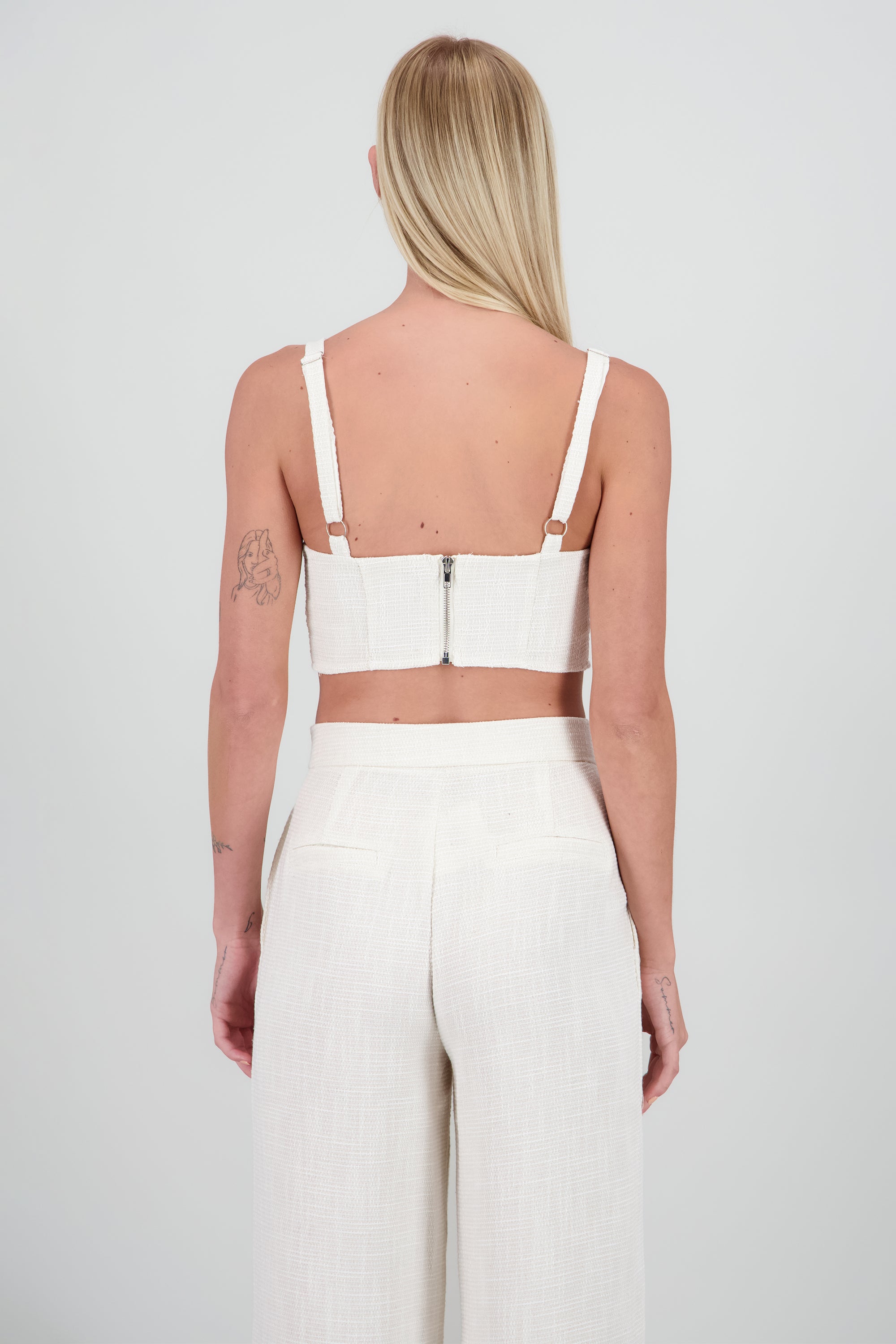 Top escote corazón tweed BLANCO