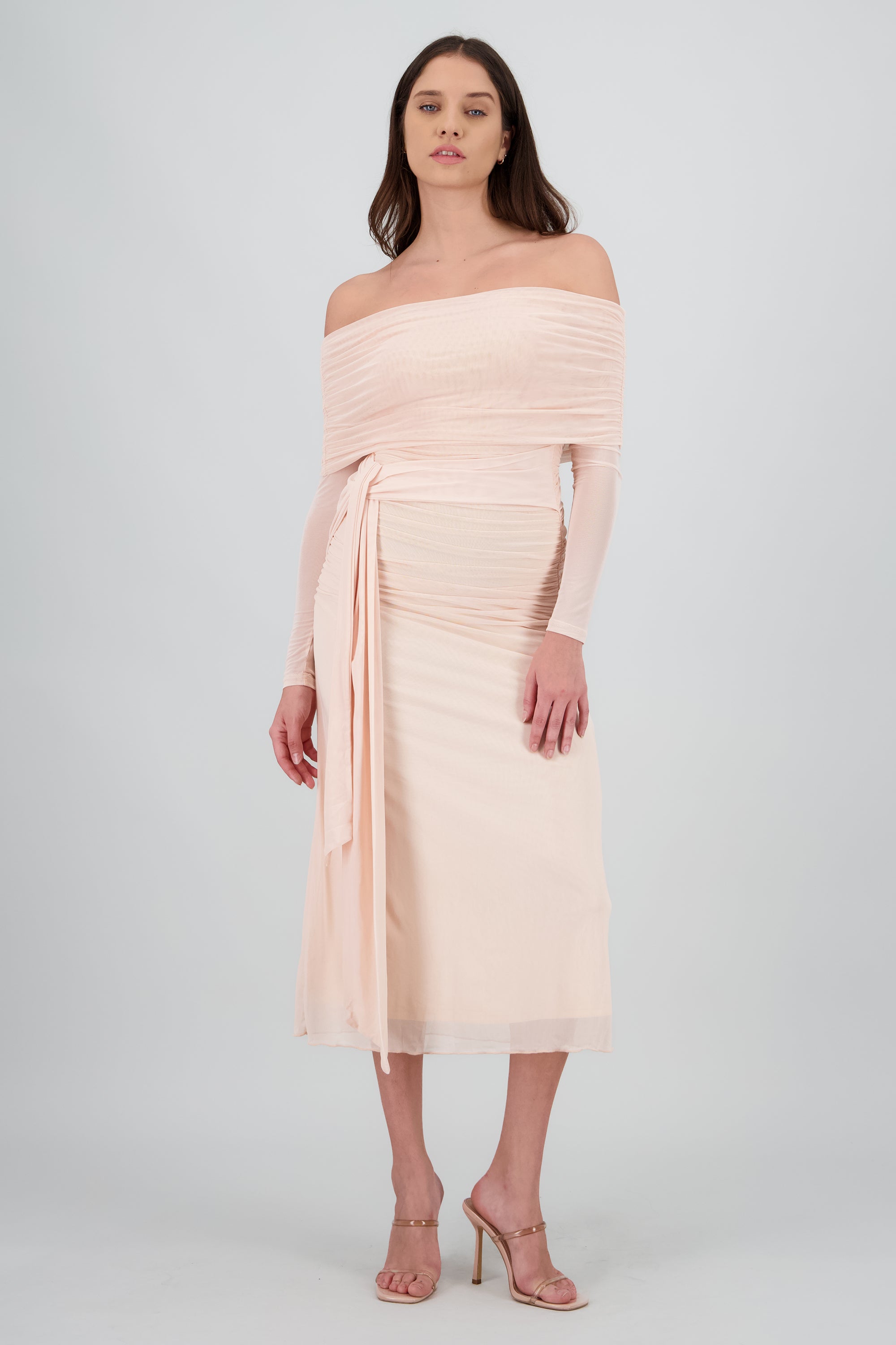 Vestido maxi de mesh con nudo HUESO