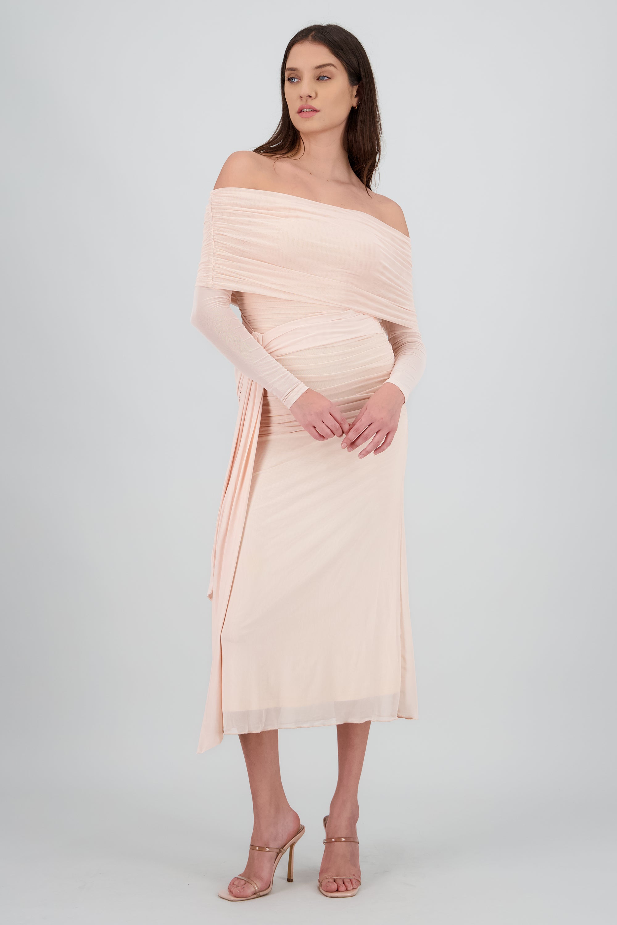 Vestido maxi de mesh con nudo HUESO