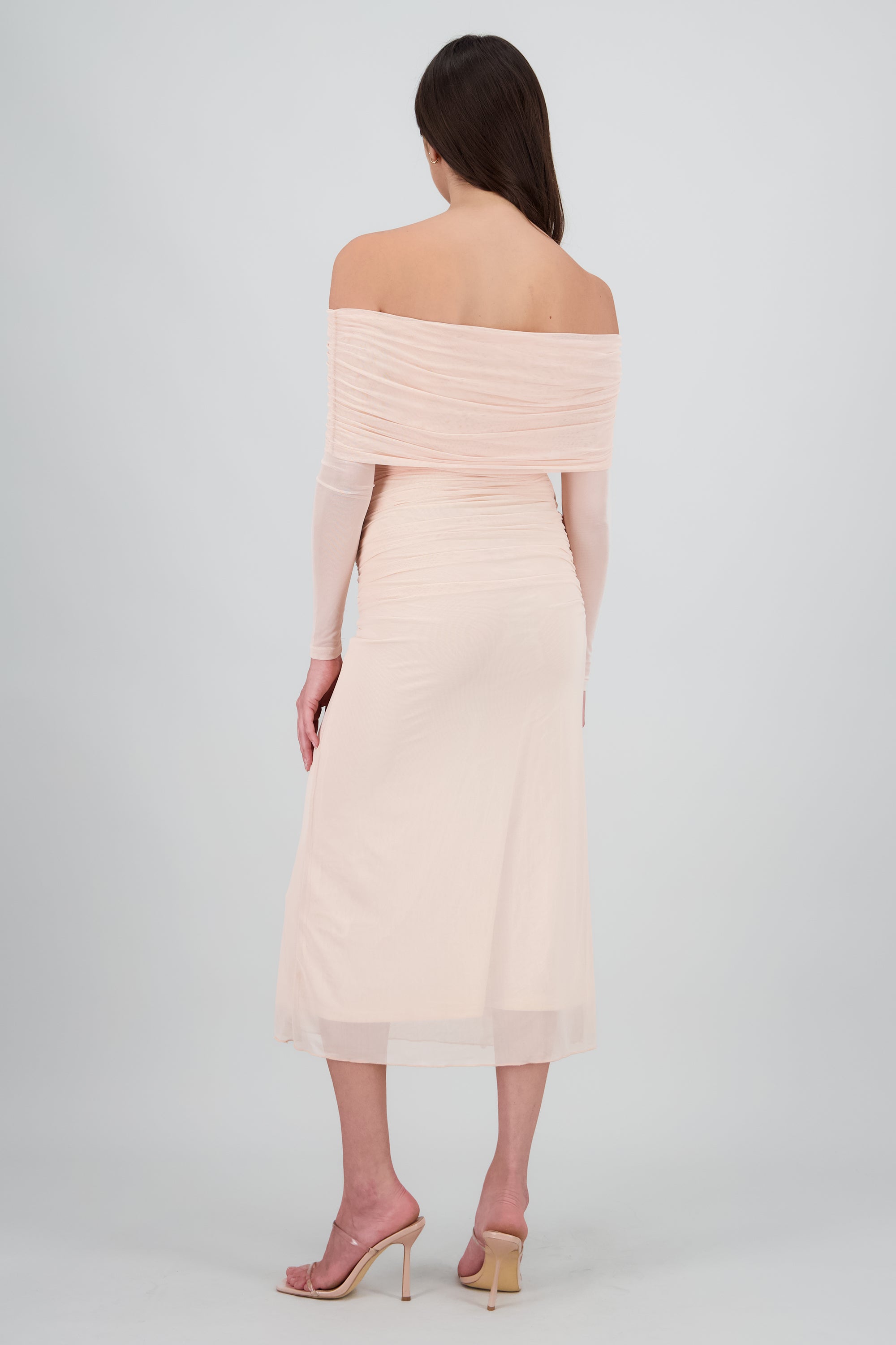 Vestido maxi de mesh con nudo HUESO