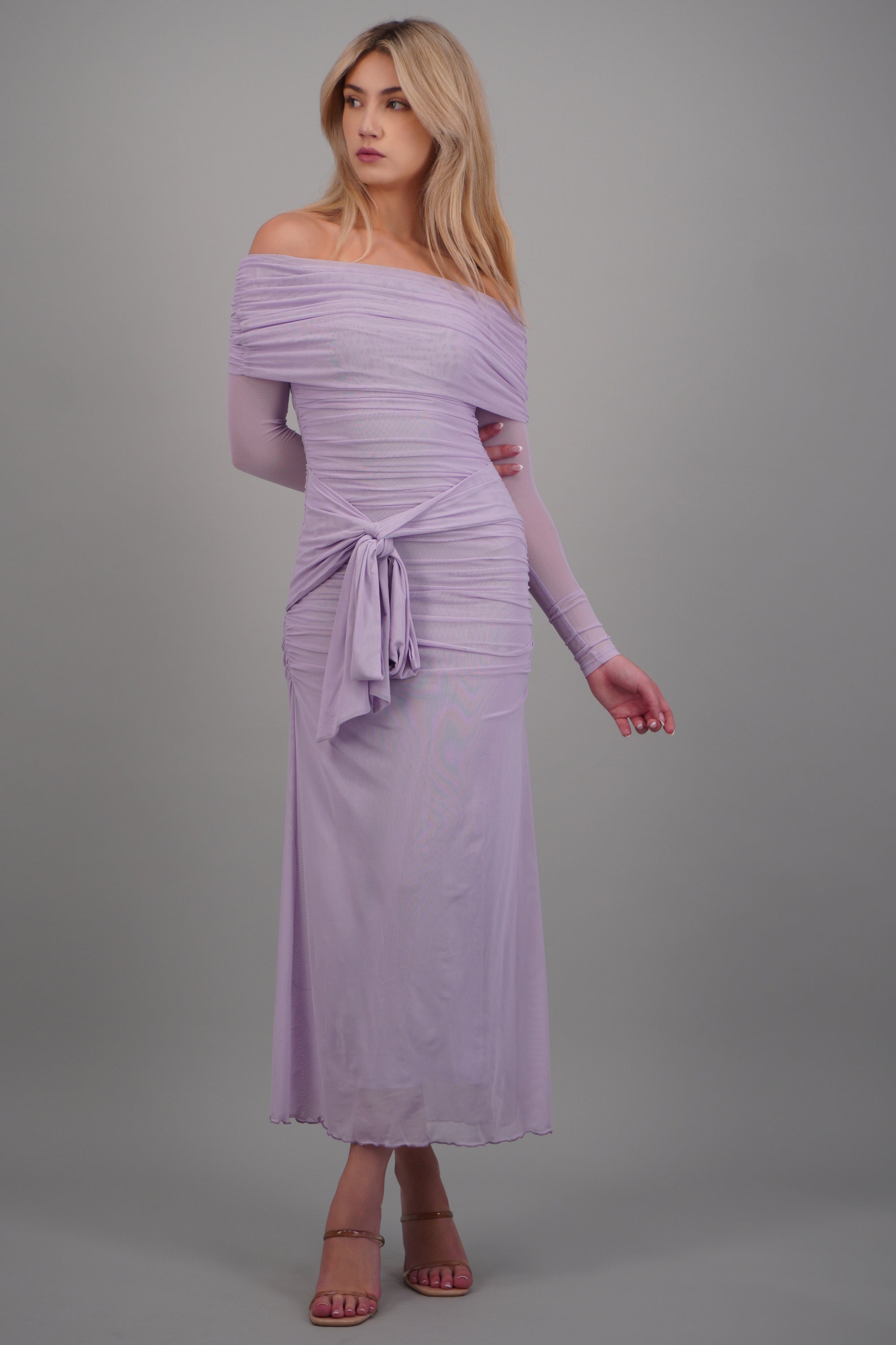 Vestido maxi de mesh con nudo LILA