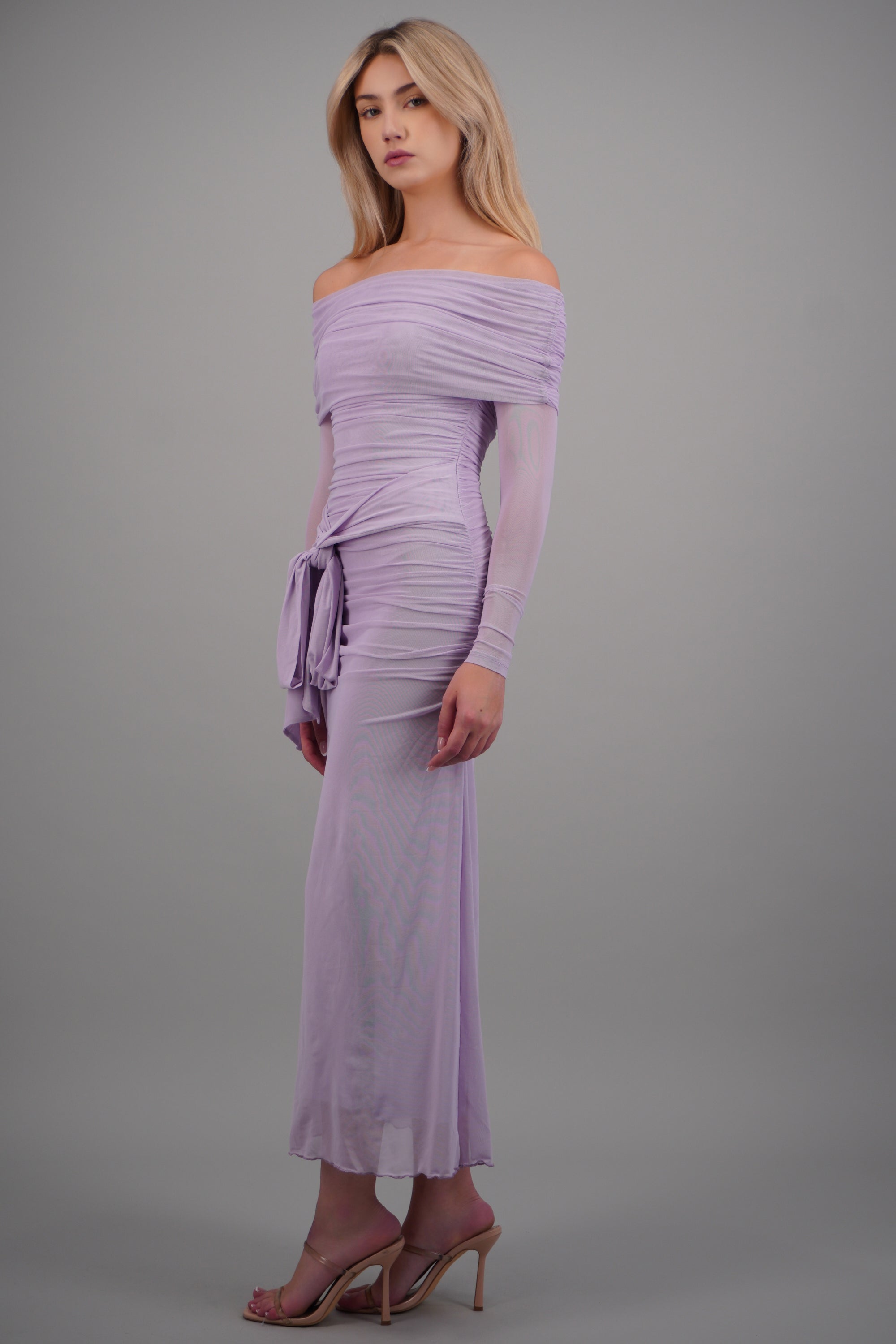 Vestido maxi de mesh con nudo LILA