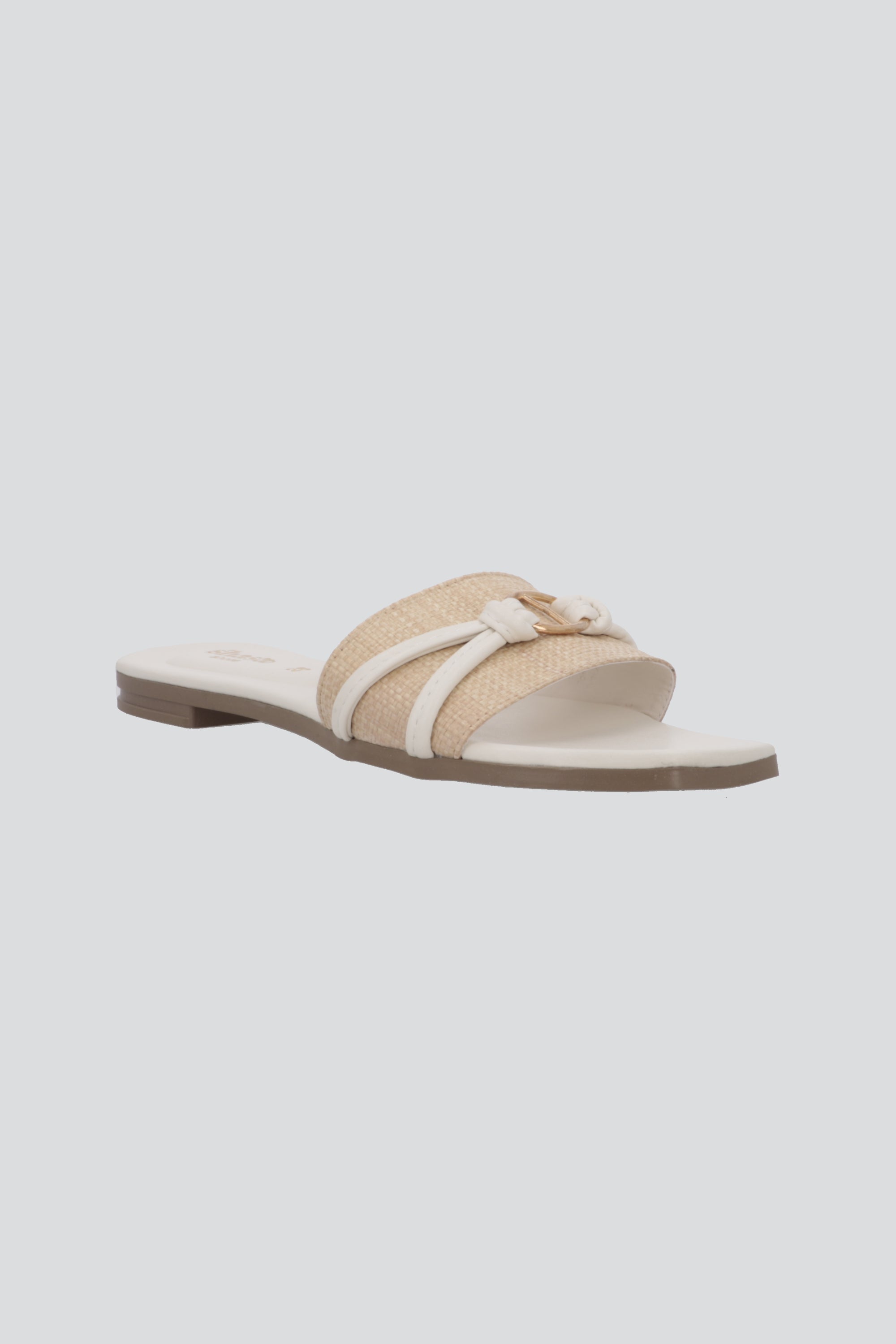 Sandalia tira ancha tute detalle nudeo metal BLANCO