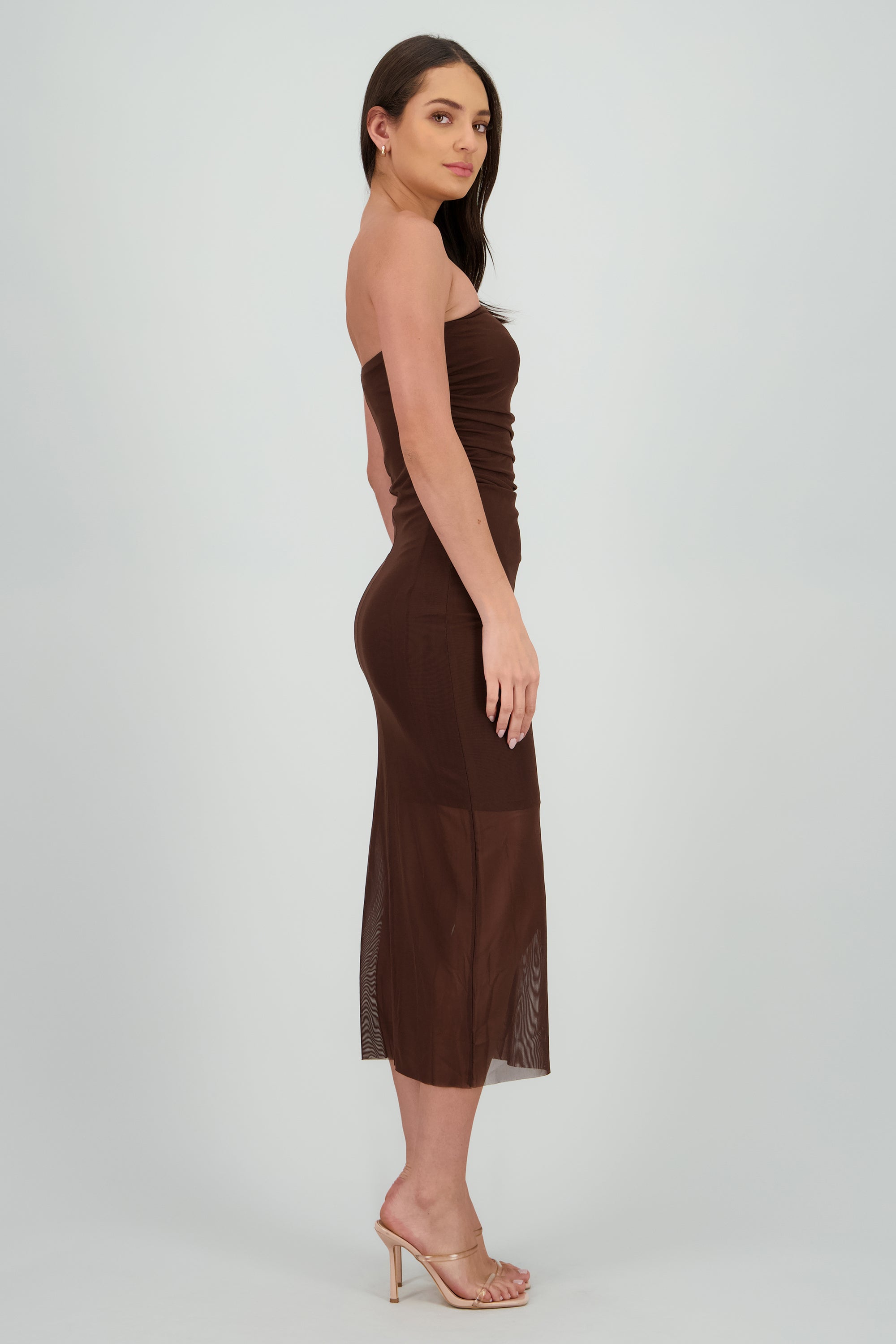 Vestido strapless liso CHOCOLATE