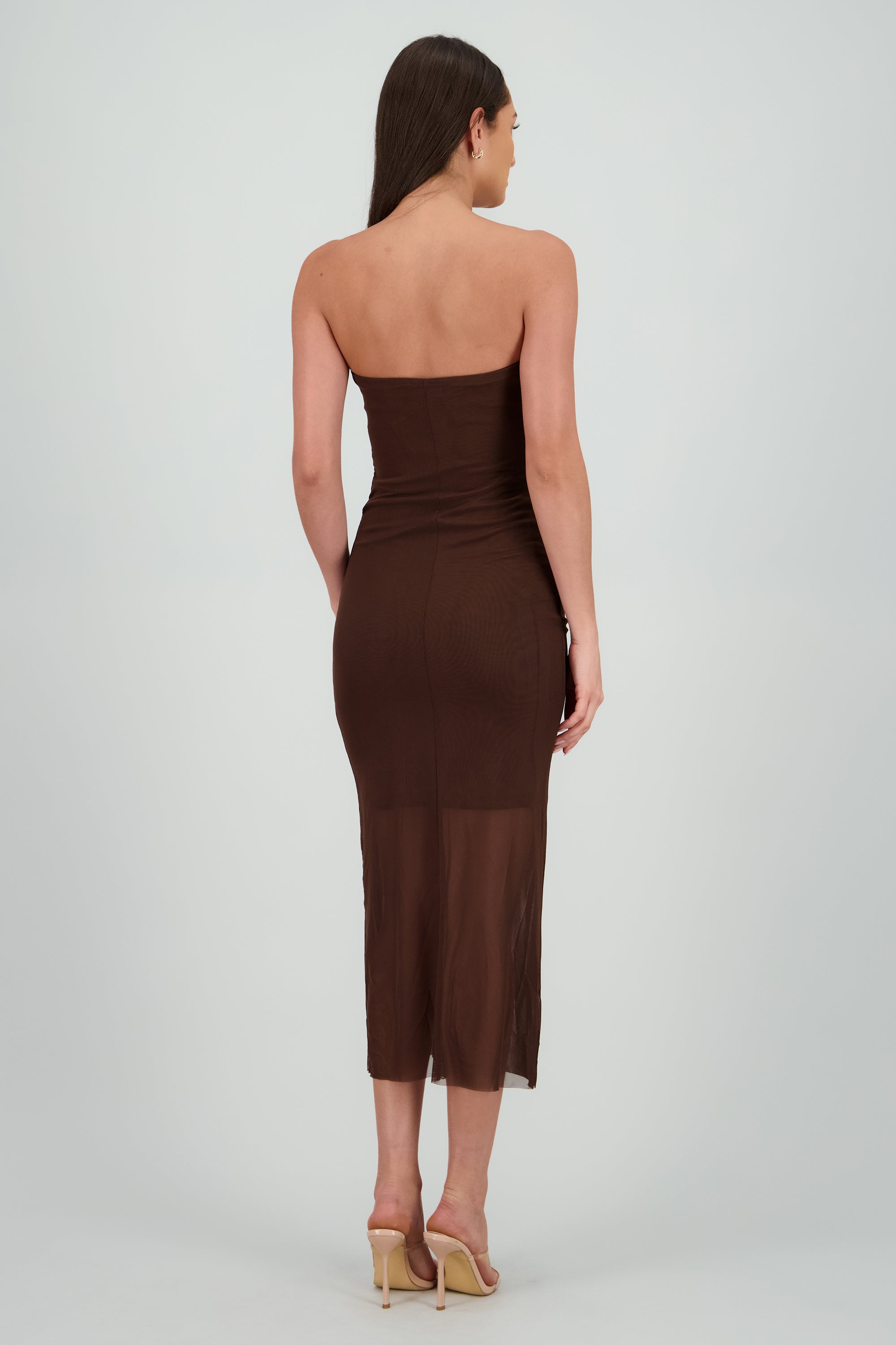 Vestido strapless liso CHOCOLATE