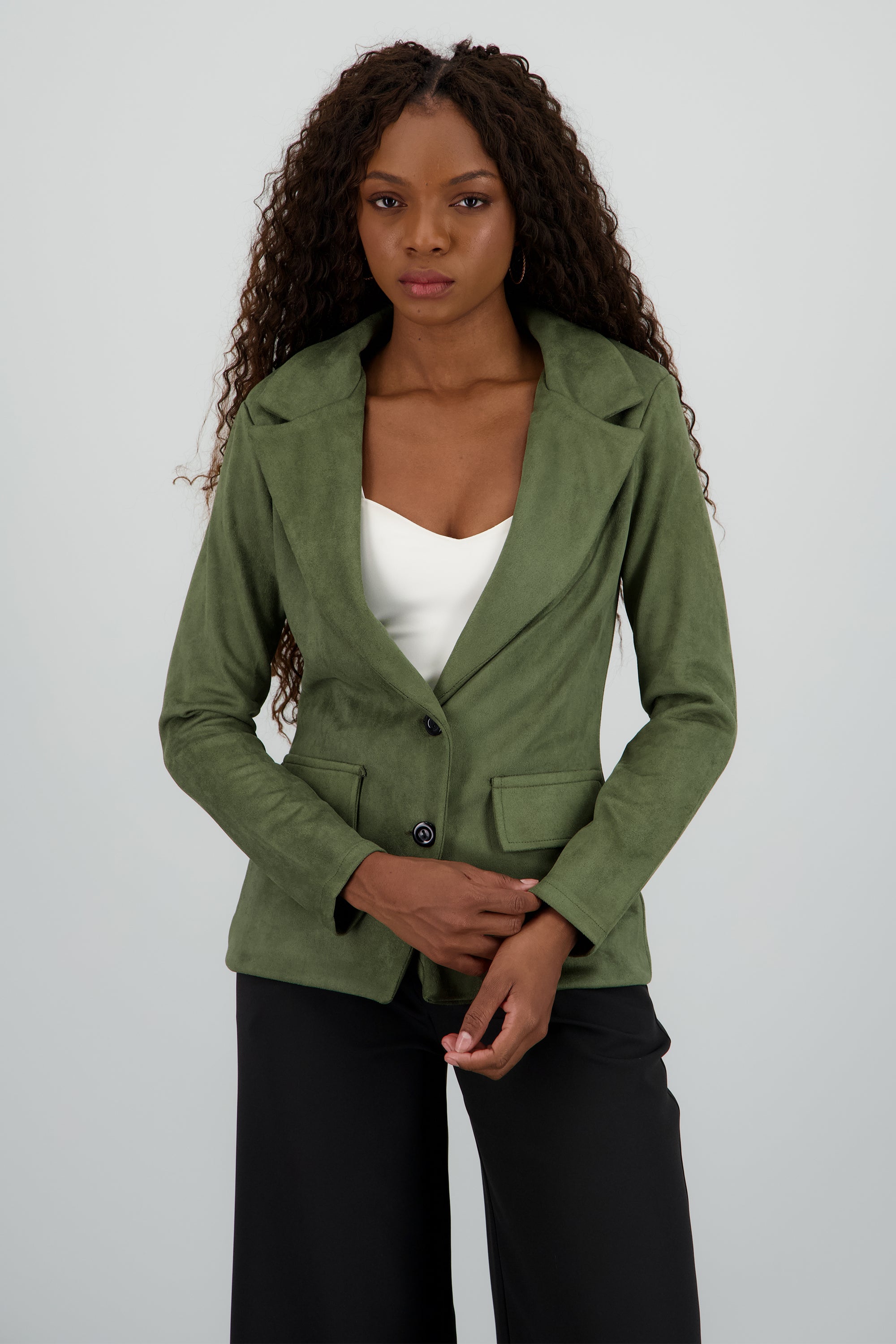 Saco recto suede OLIVO