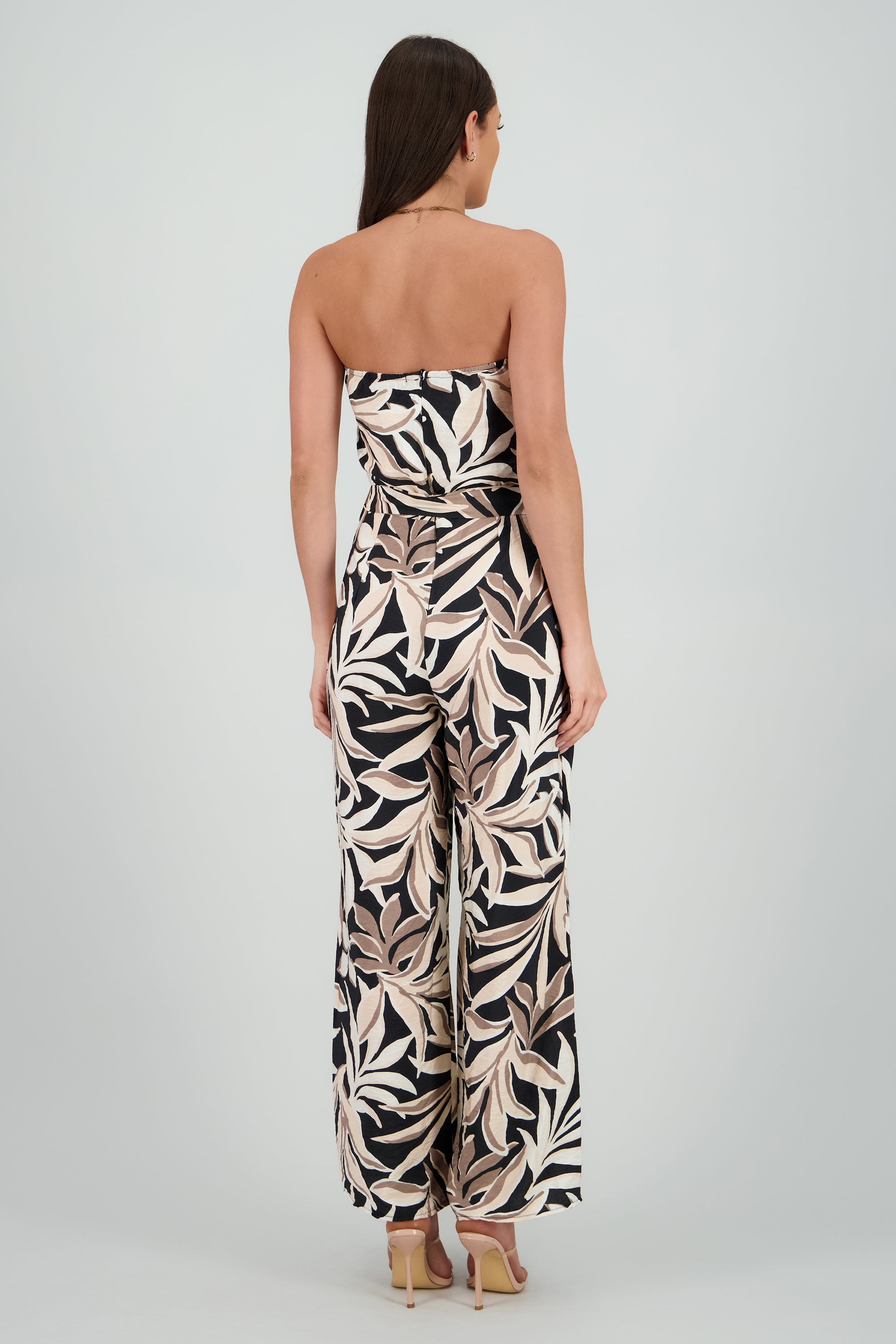 Jumpsuit strapless detalle estampado NEGRO COMBO