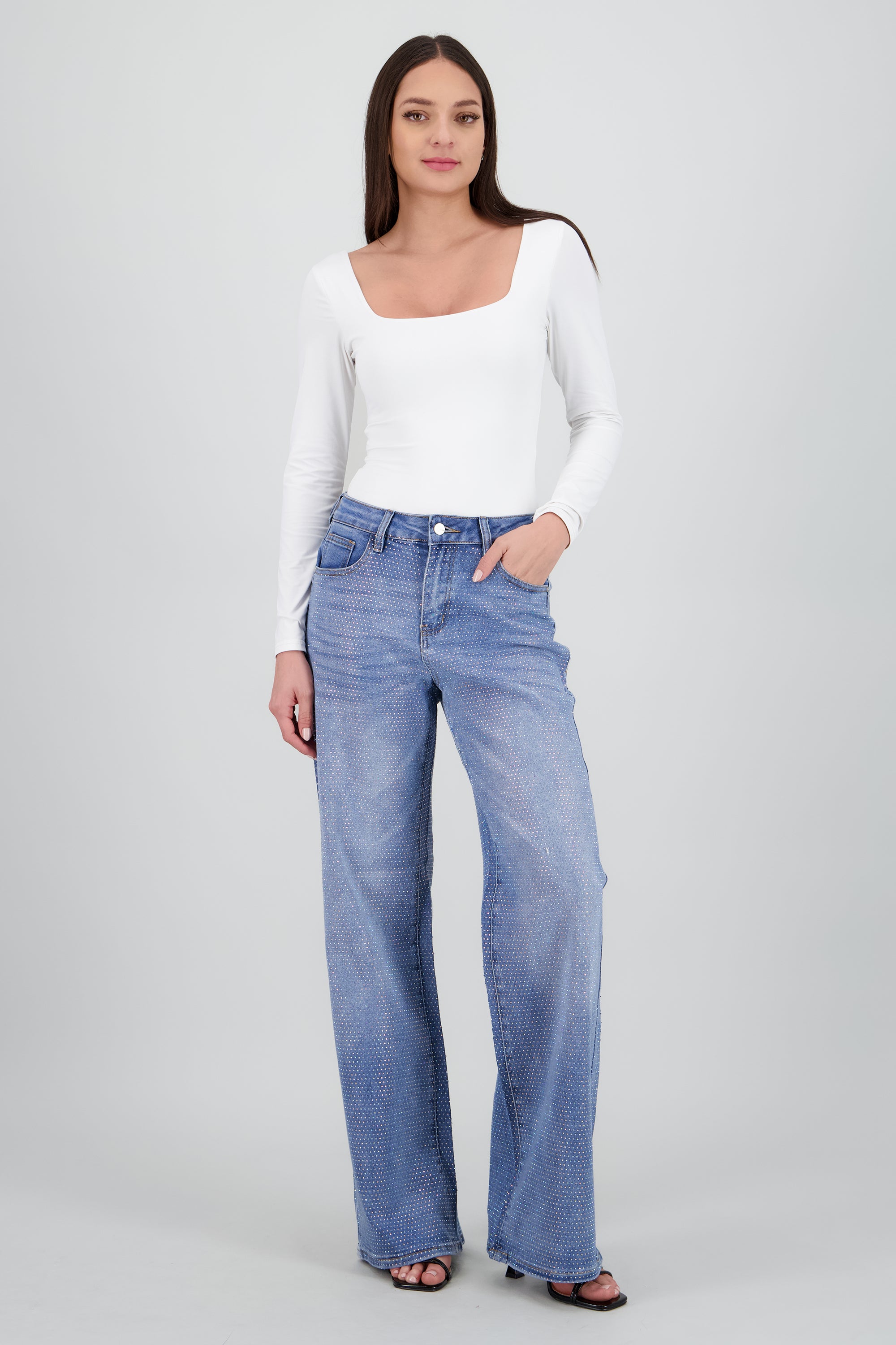 Jeans wide leg full brillo LIGHT WASH