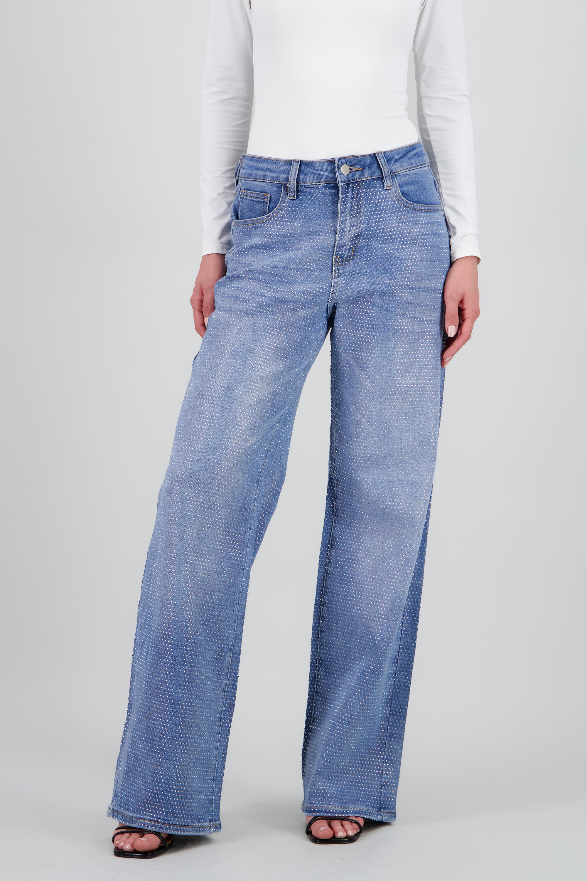 Jeans wide leg full brillo LIGHT WASH