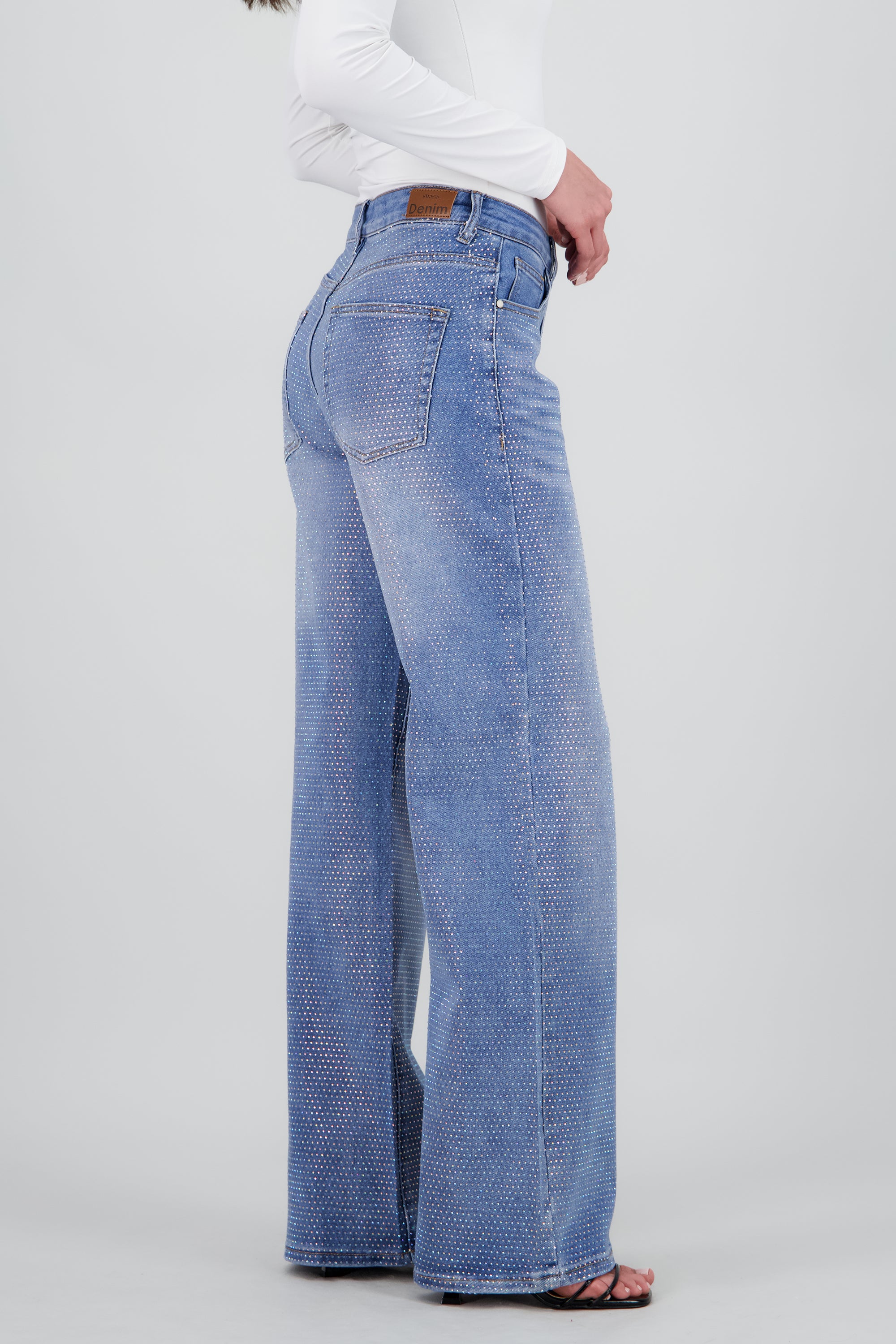 Jeans wide leg full brillo LIGHT WASH