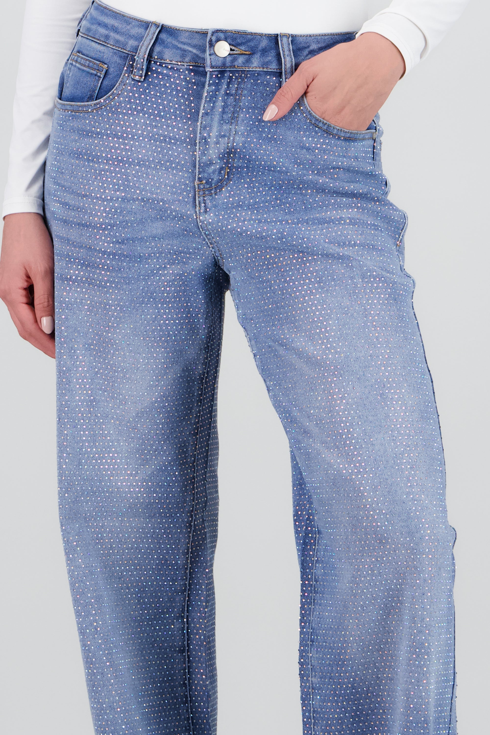 Jeans wide leg full brillo LIGHT WASH