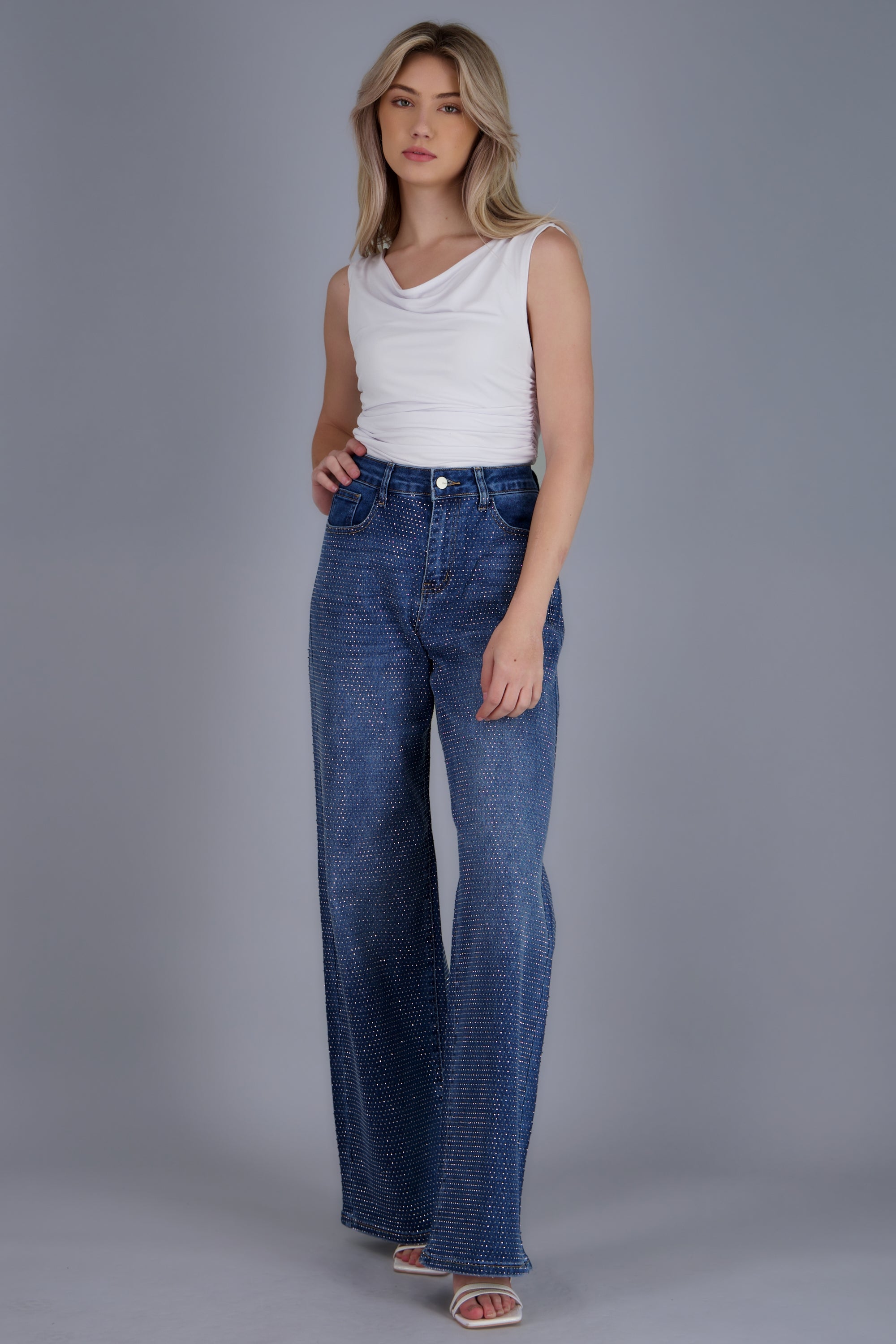 Jeans wide leg full brillo MEDIUM WASH