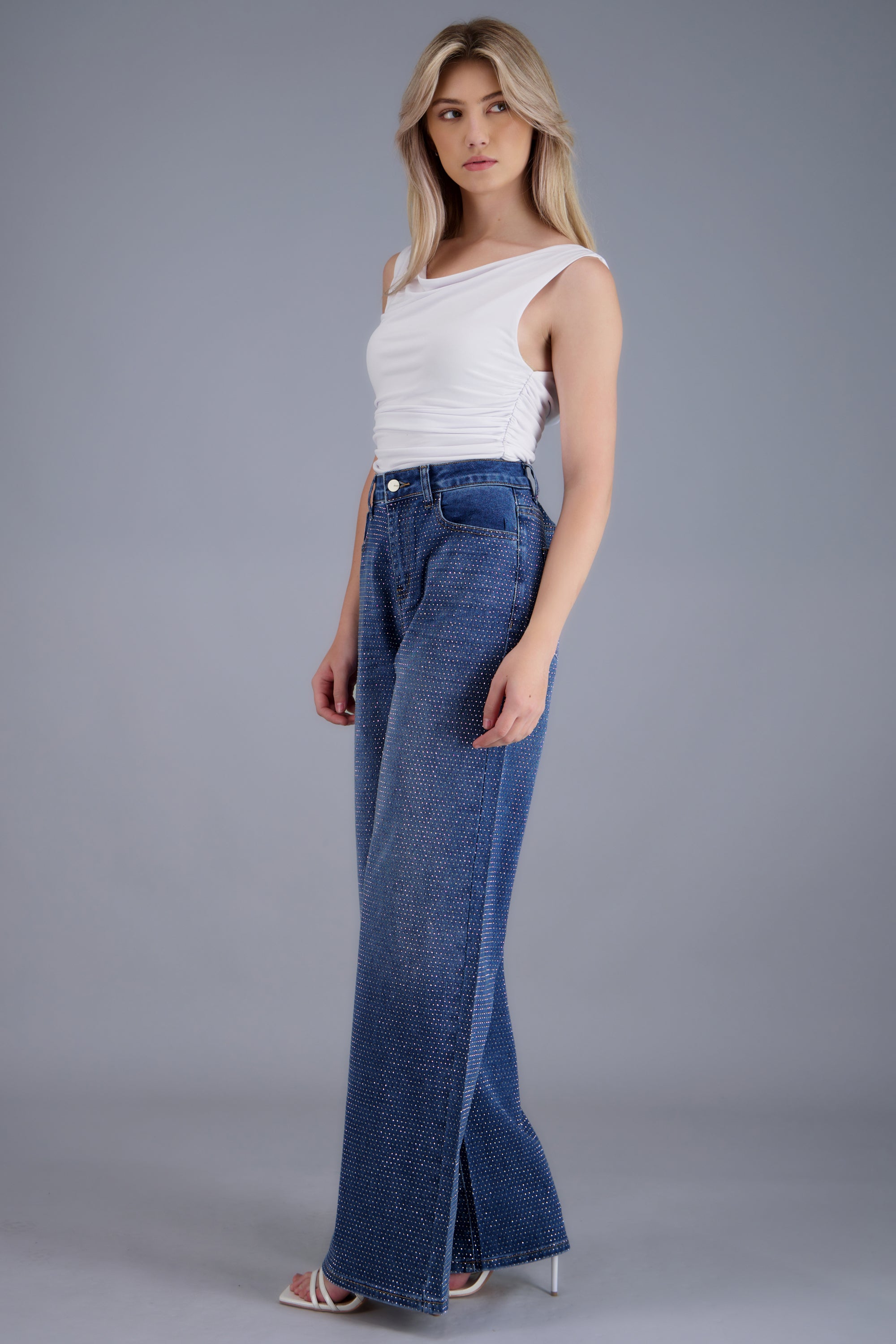 Jeans wide leg full brillo MEDIUM WASH