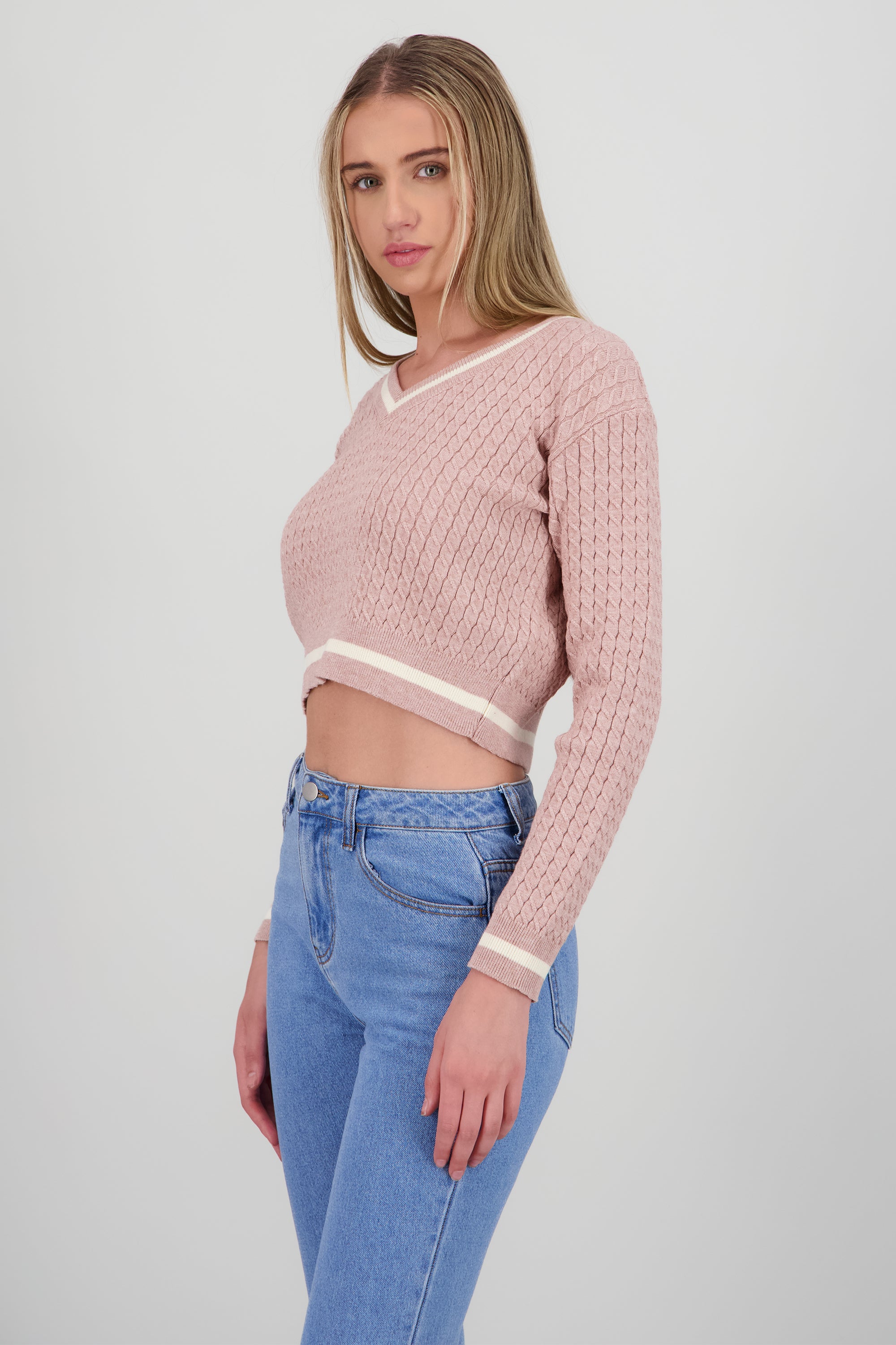 Sueter cardigan con contraste ROSA COMBO