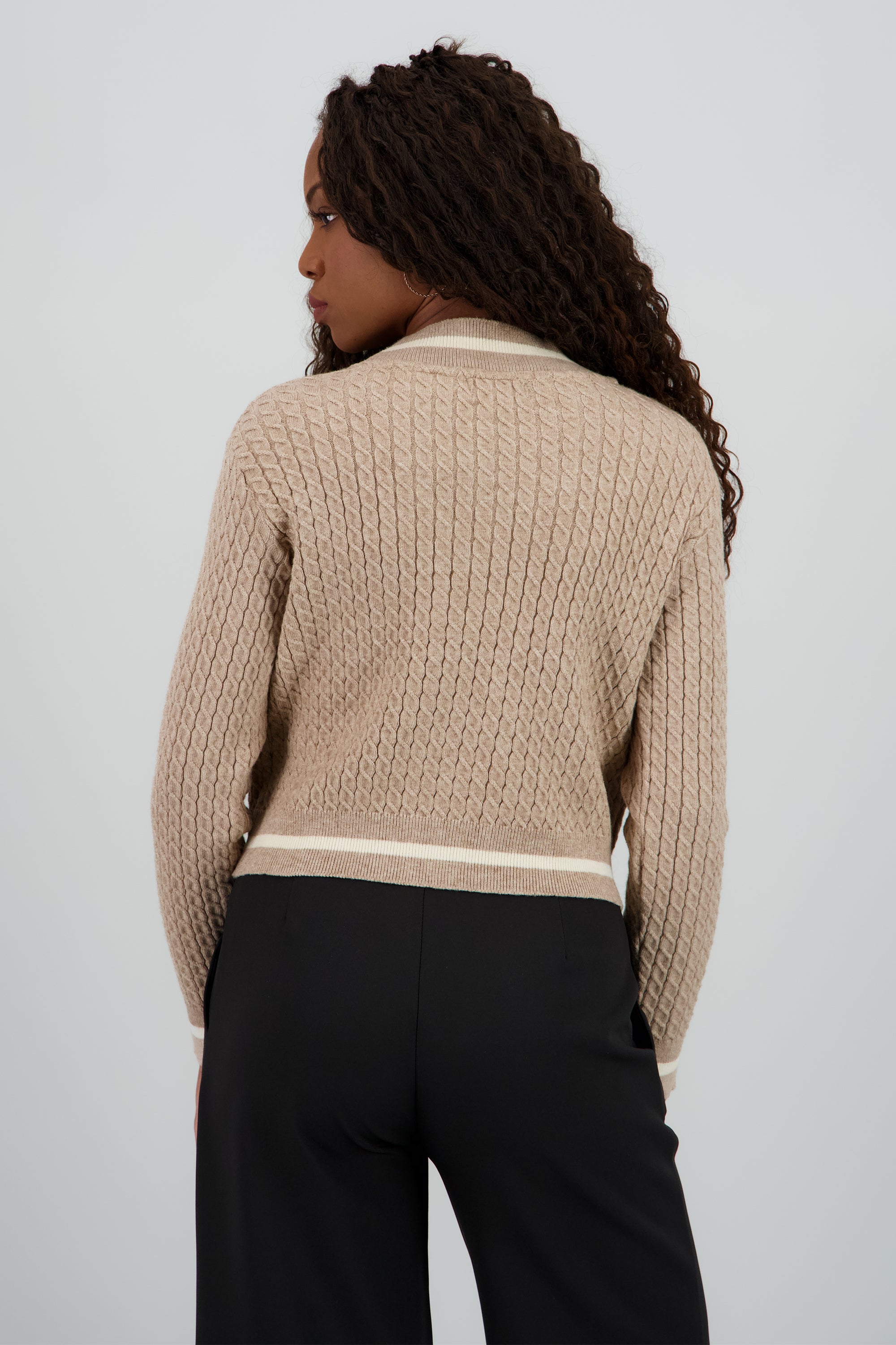 Cardigan con contraste BEIGE