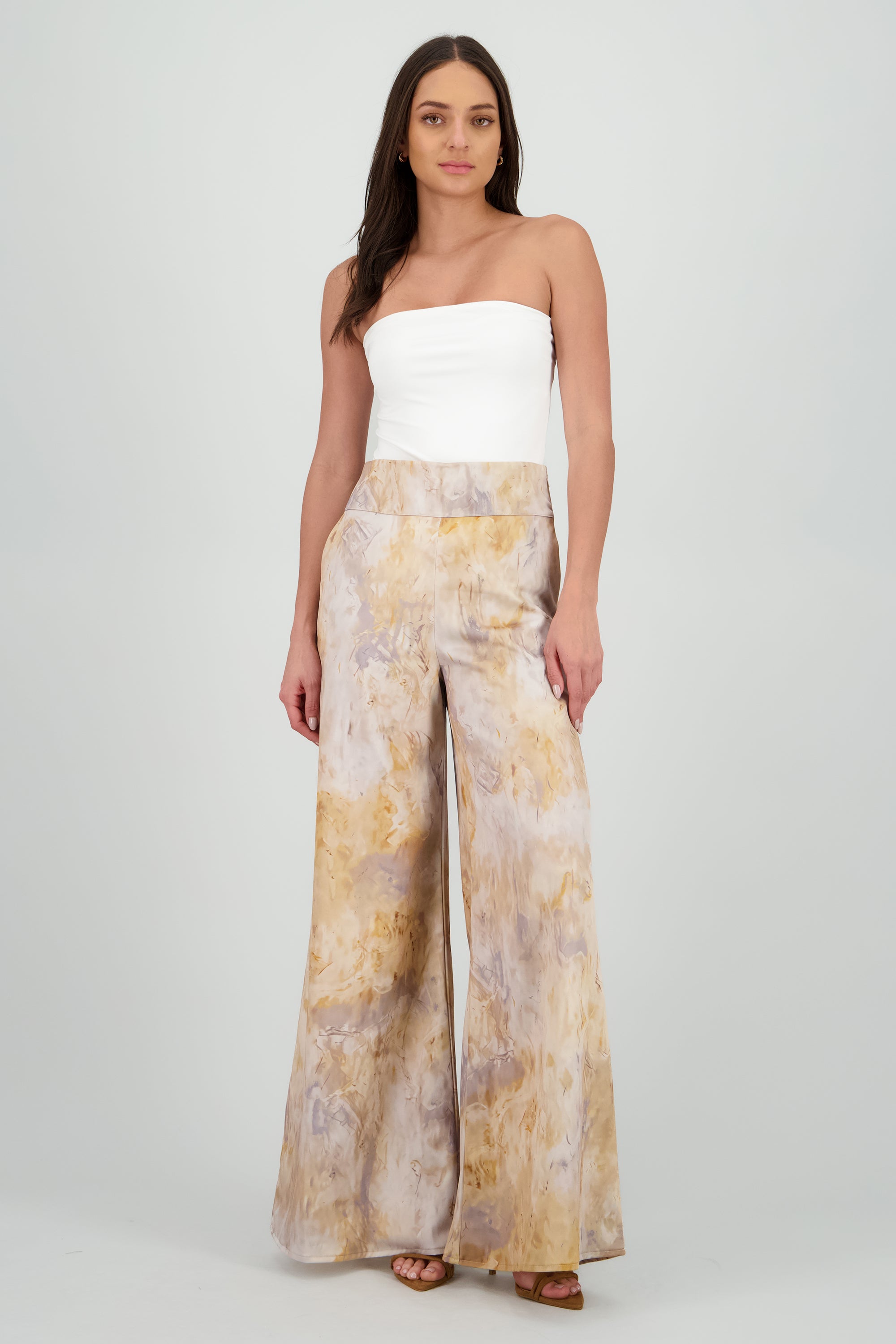 Pantalon high waisted wide leg estampado MULTICOLOR OTOÑAL