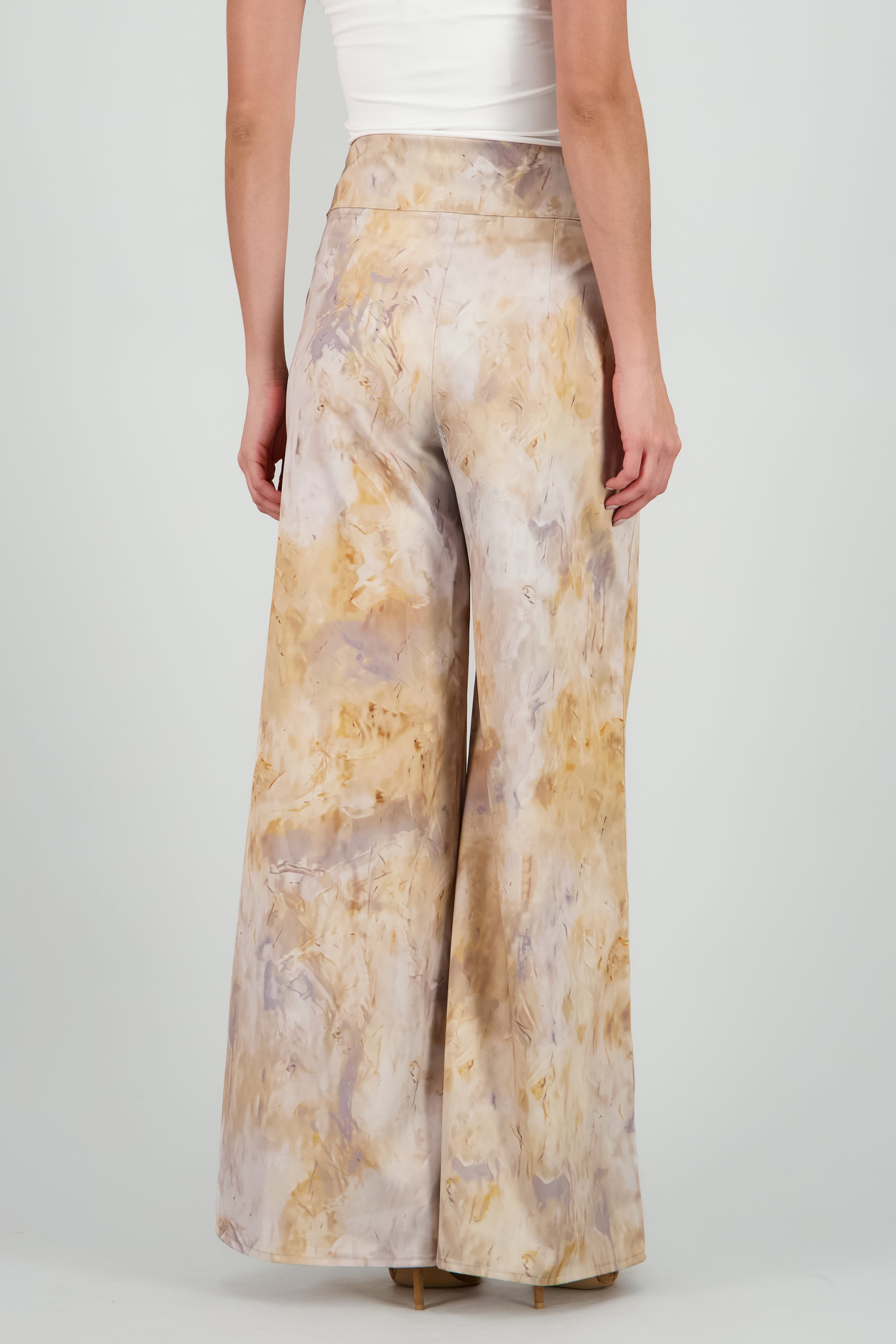 Pantalon high waisted wide leg estampado MULTICOLOR OTOÑAL