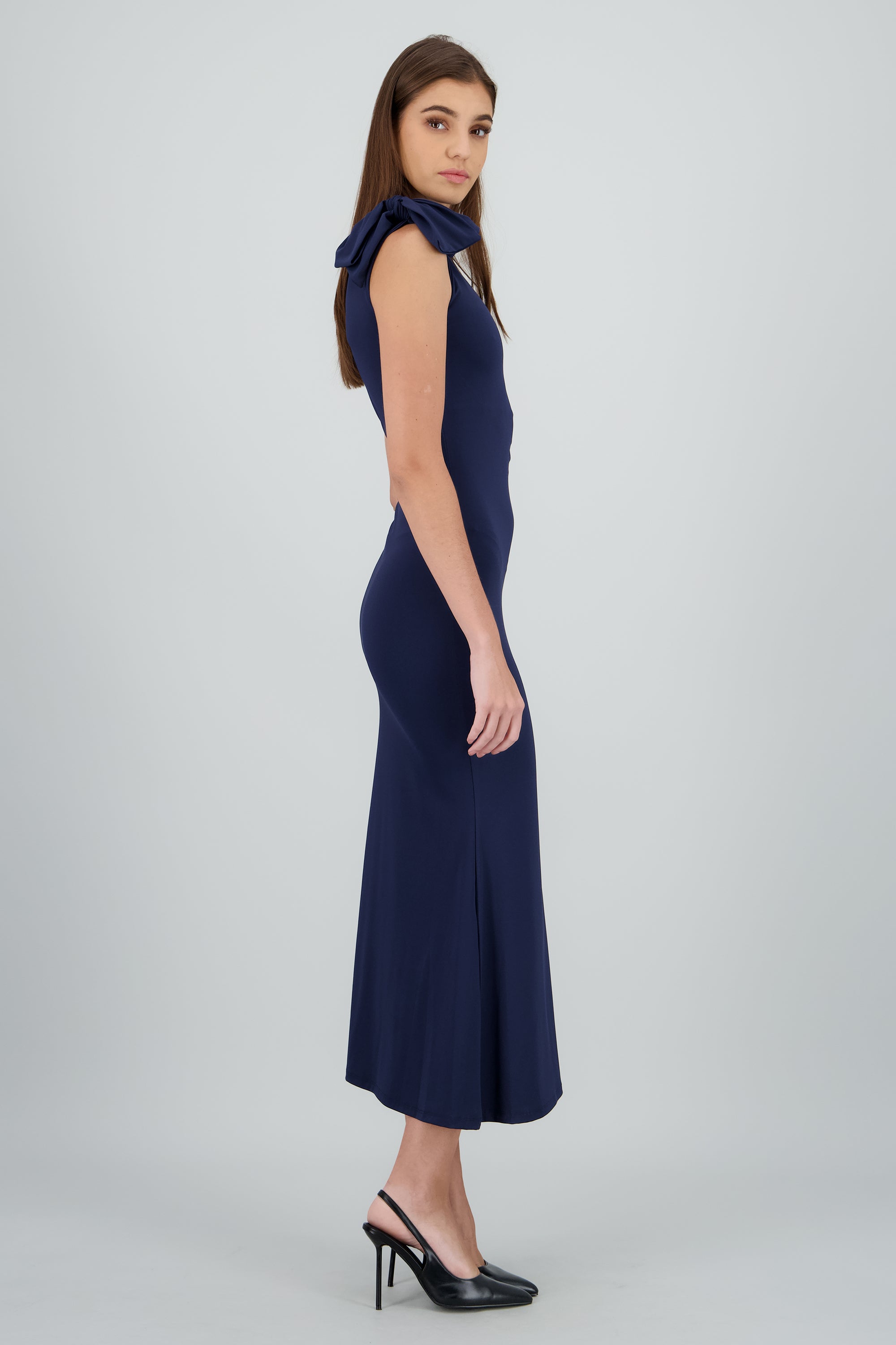 Vestido moño hombro MARINO