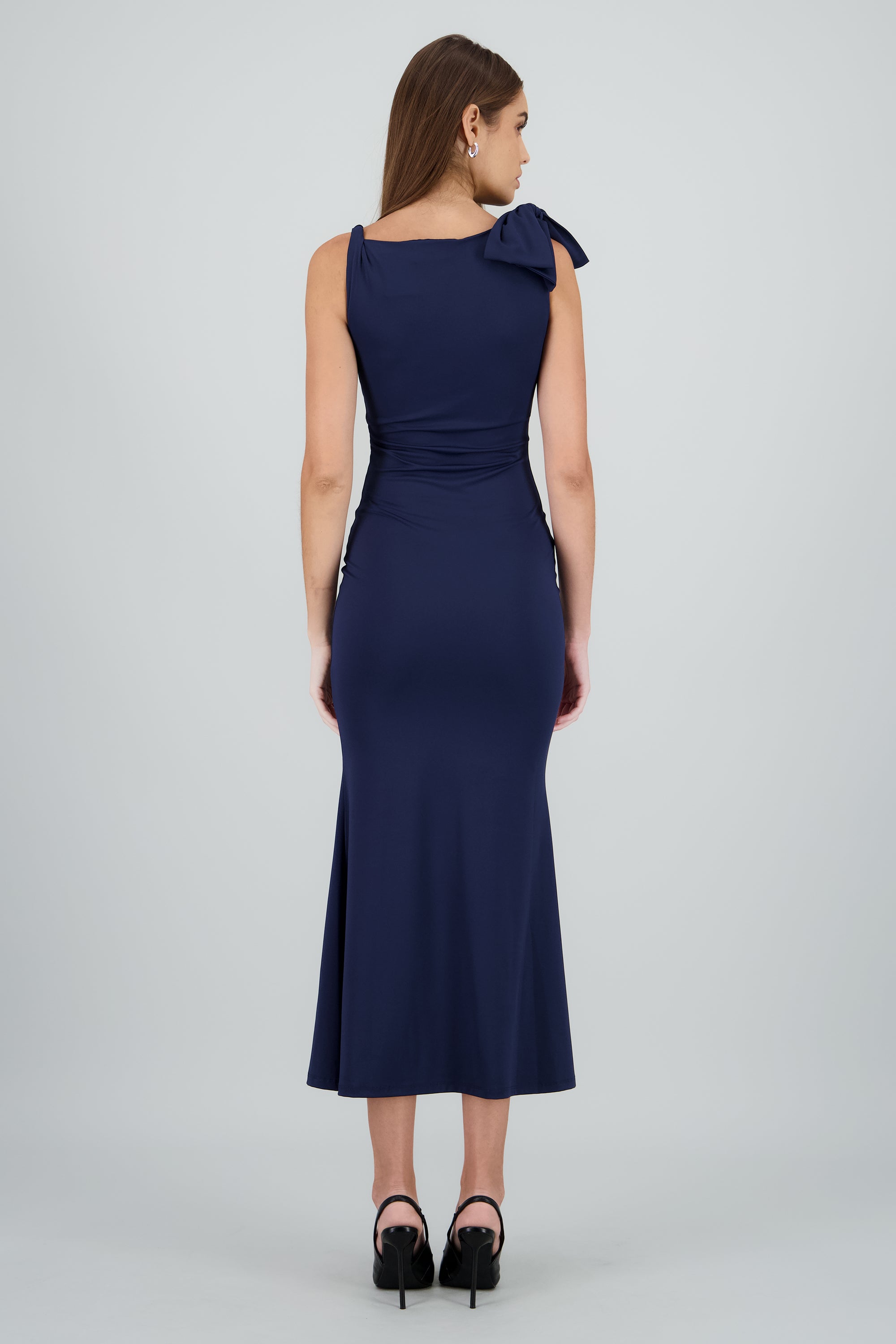 Vestido moño hombro MARINO