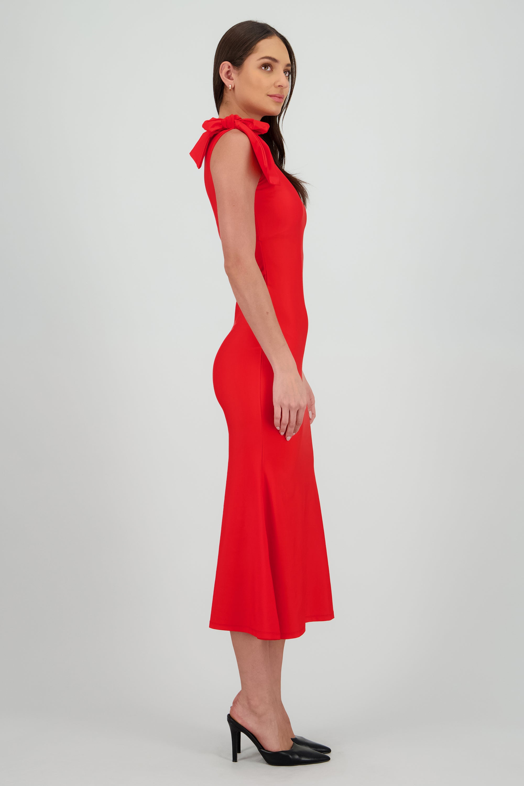 Vestido moño hombro ROJO