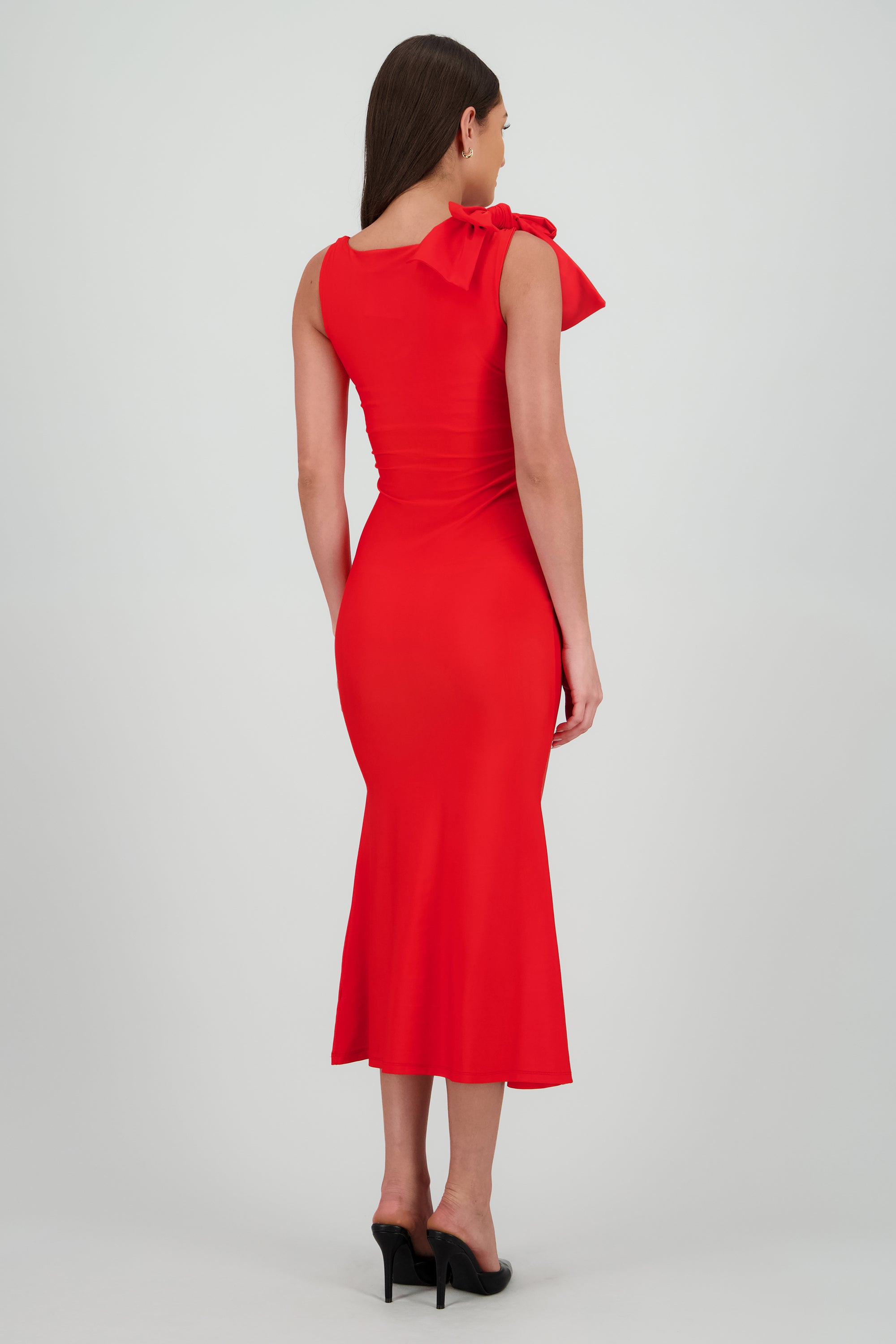 Vestido moño hombro ROJO