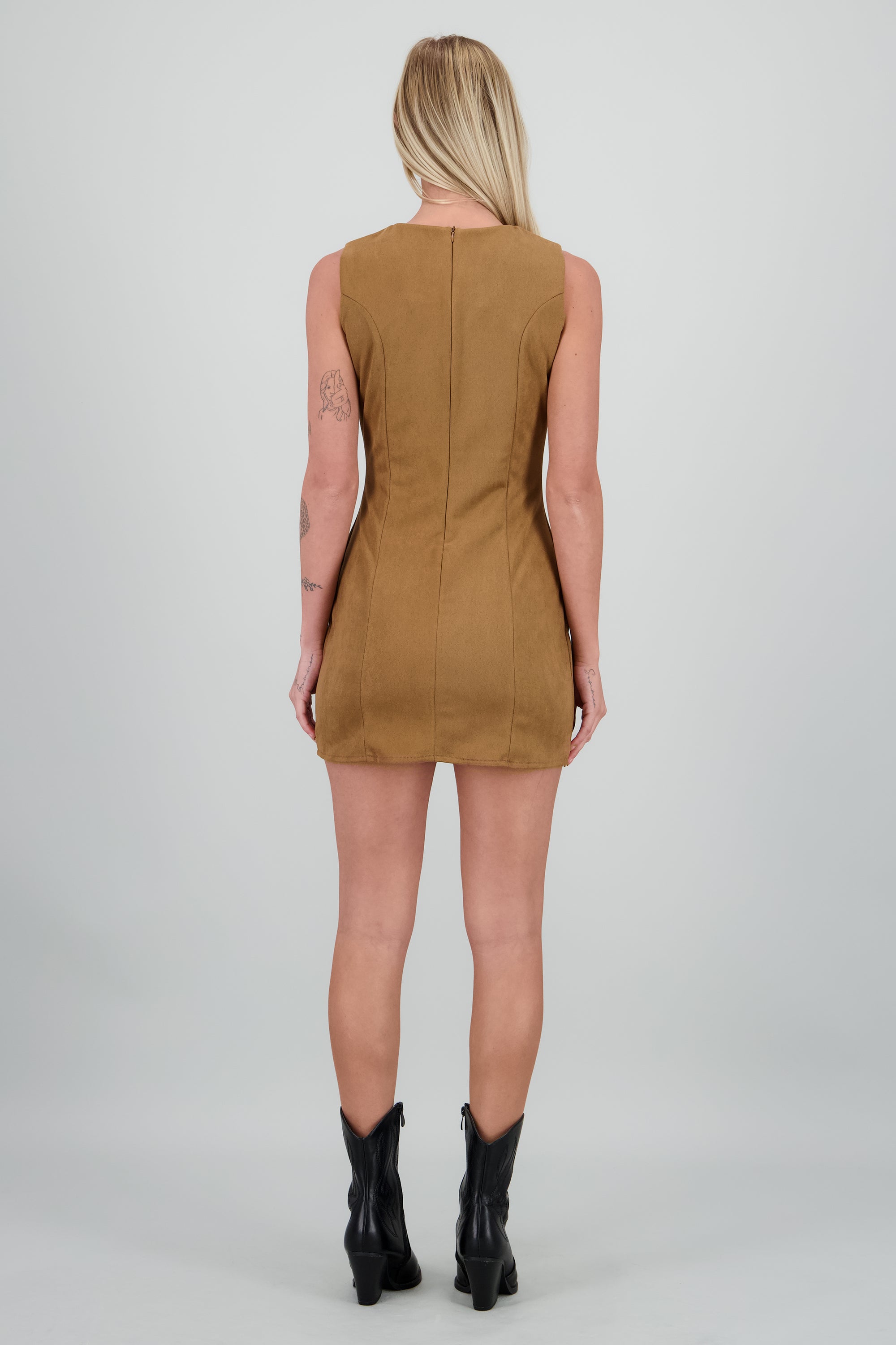 Vestido liso suede CAMELLO