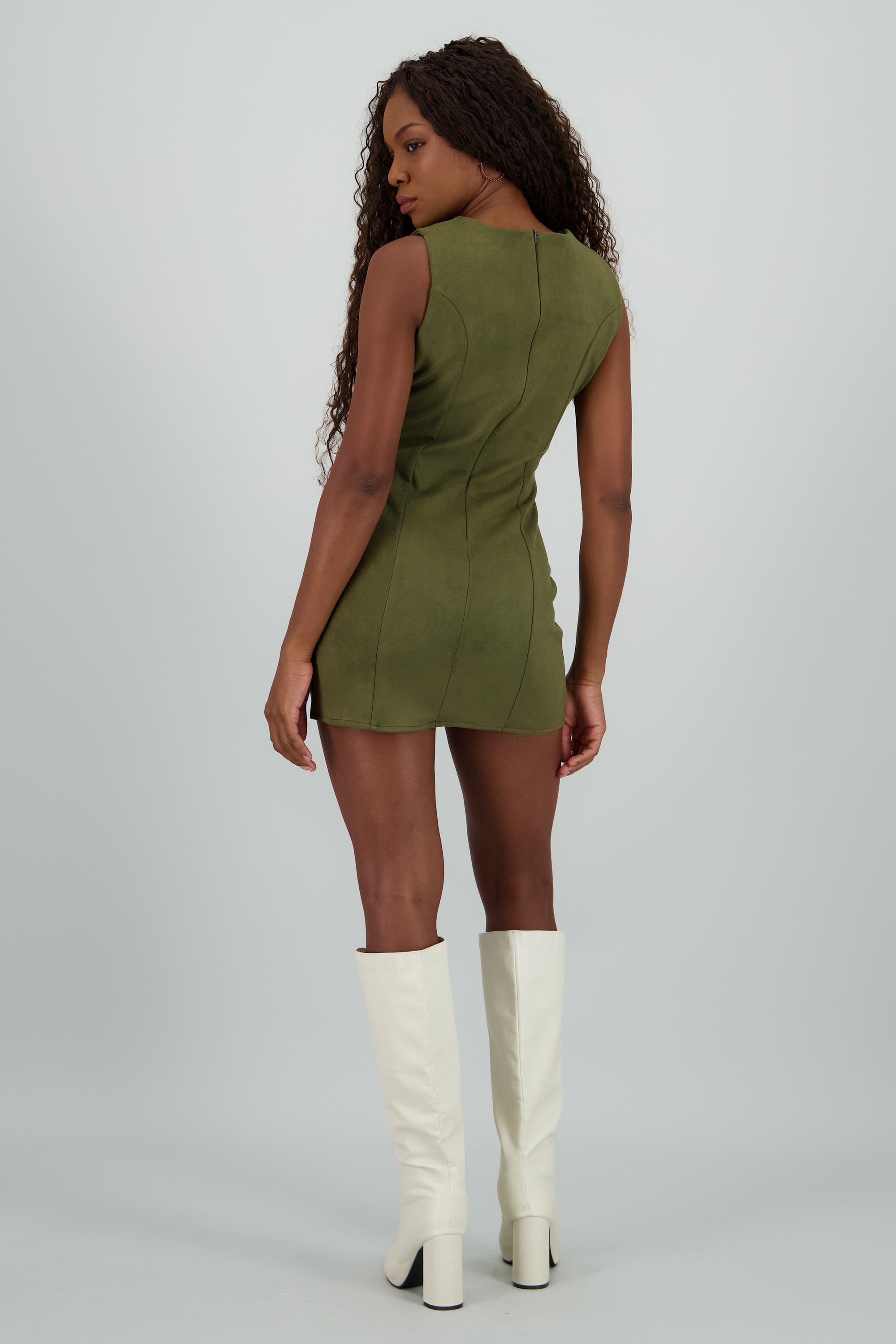 Vestido liso suede OLIVO