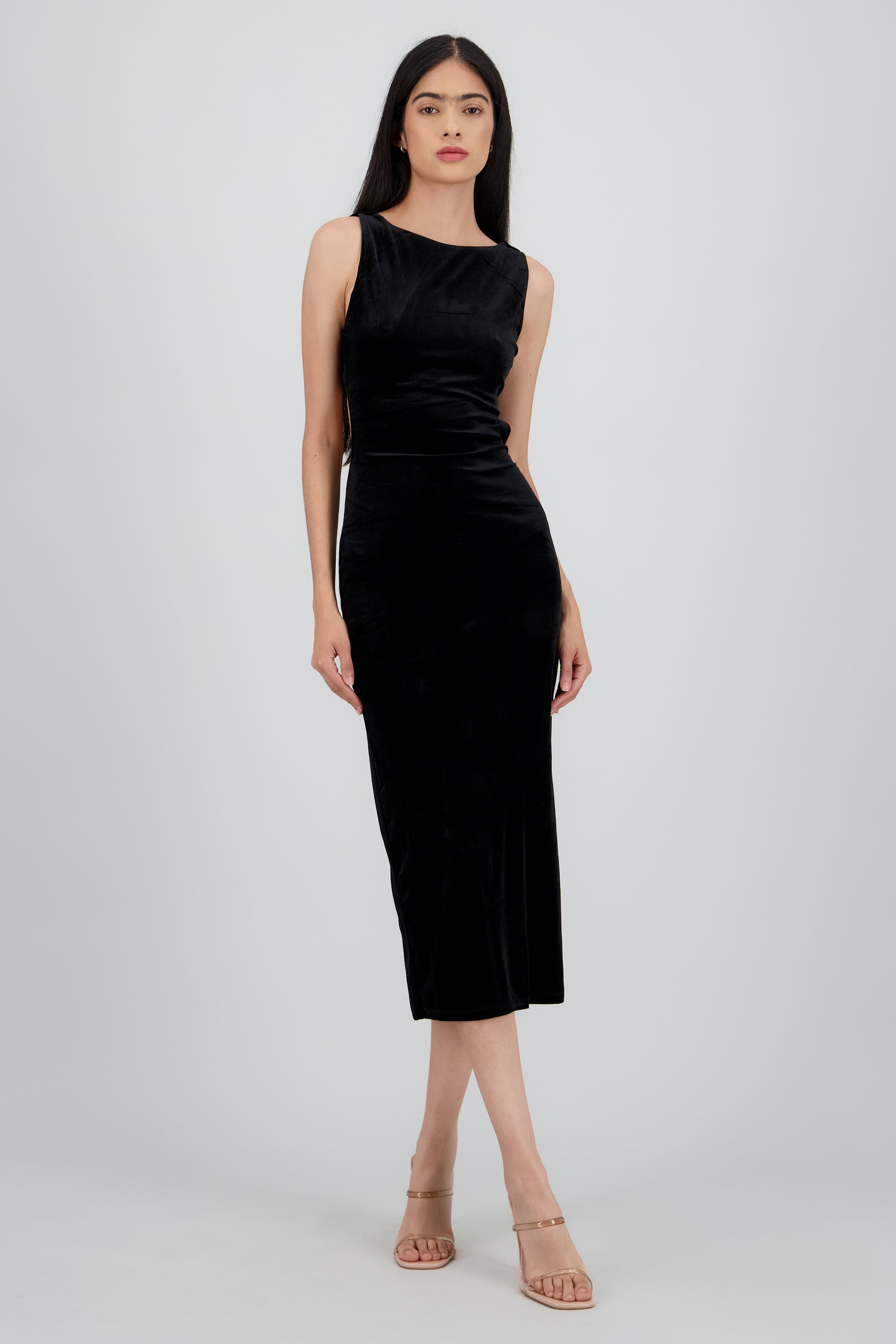Vestido velvet abertura espalda NEGRO