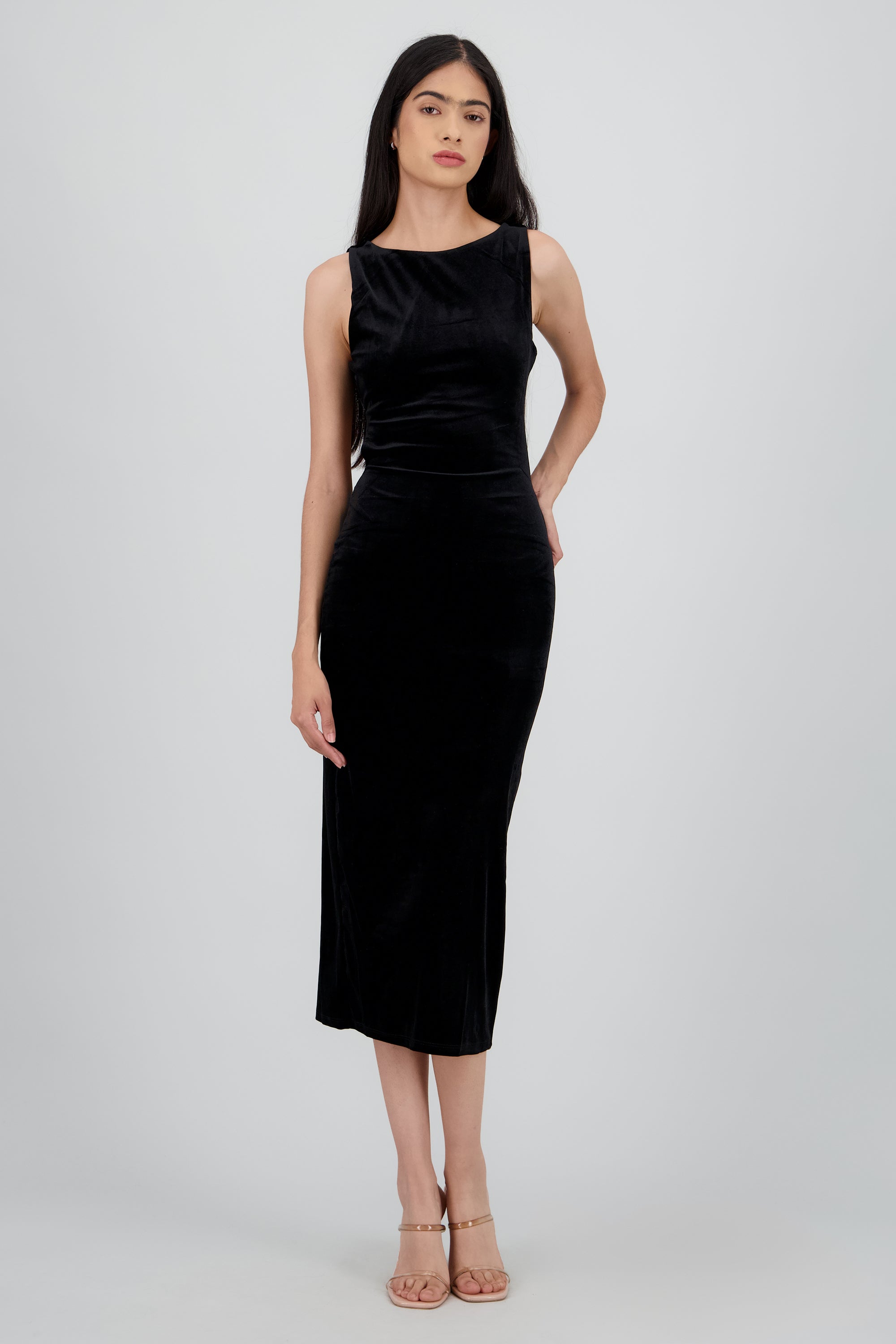 Vestido velvet abertura espalda NEGRO
