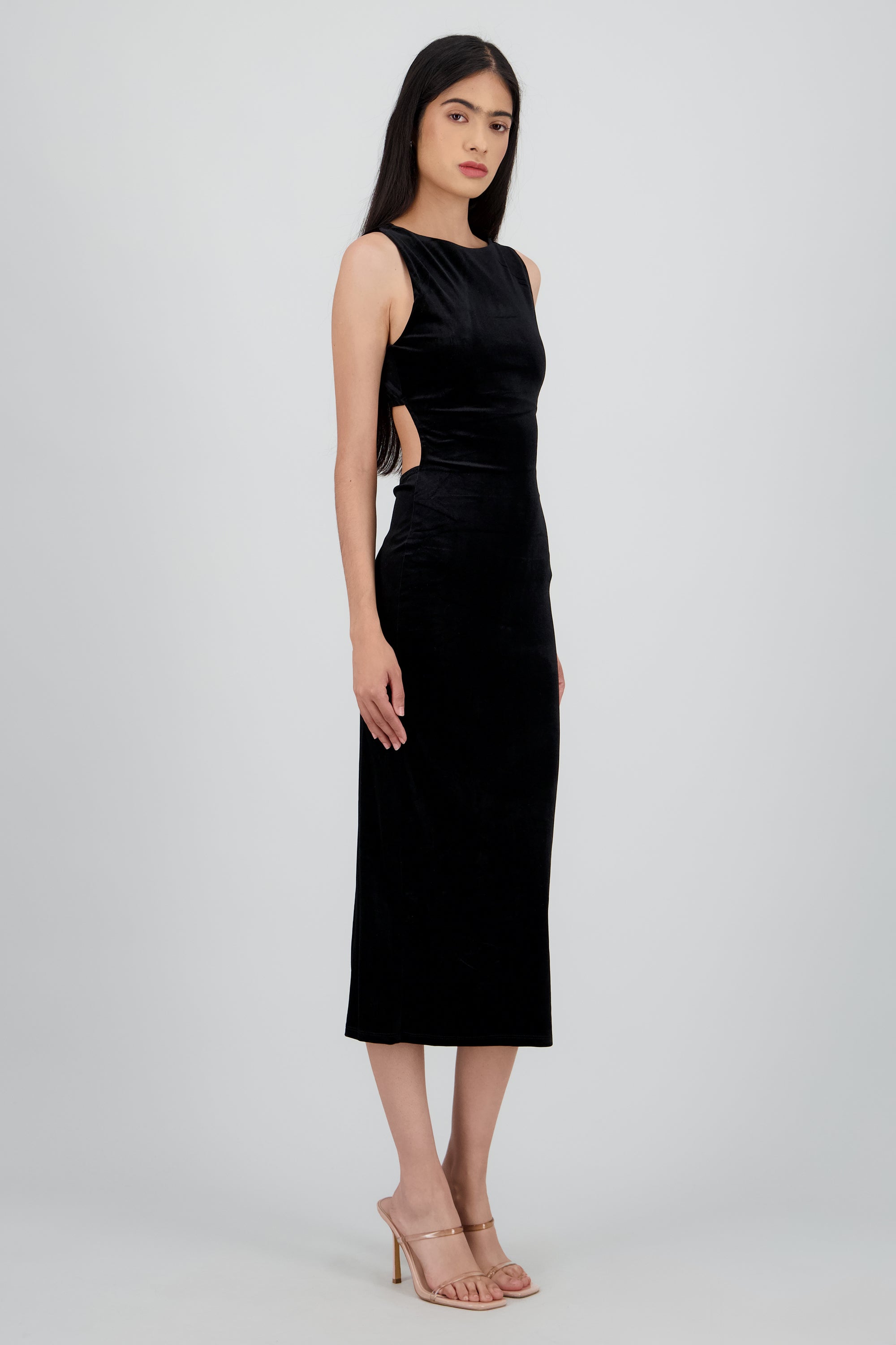 Vestido velvet abertura espalda NEGRO