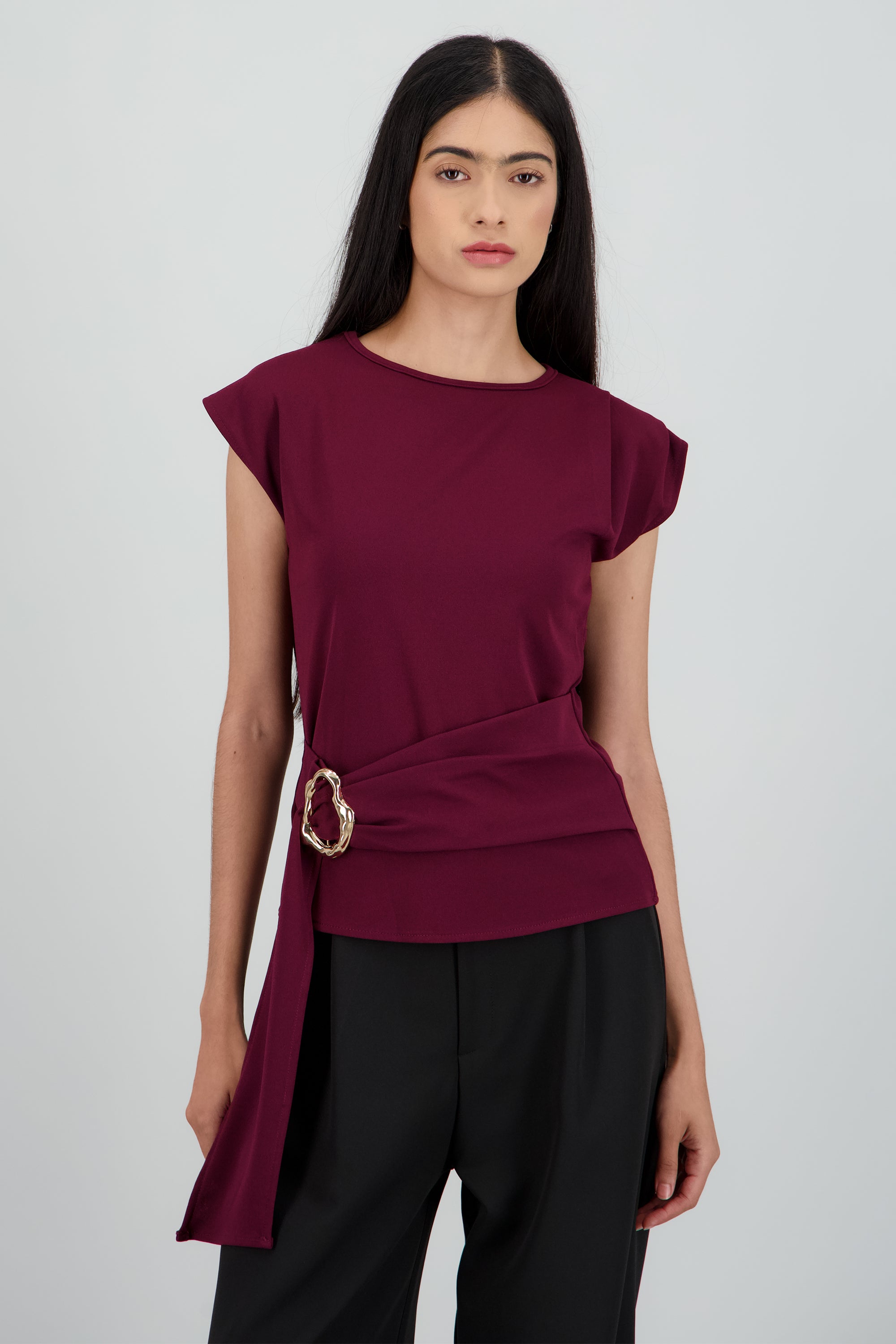 Blusa amarre lado VINO