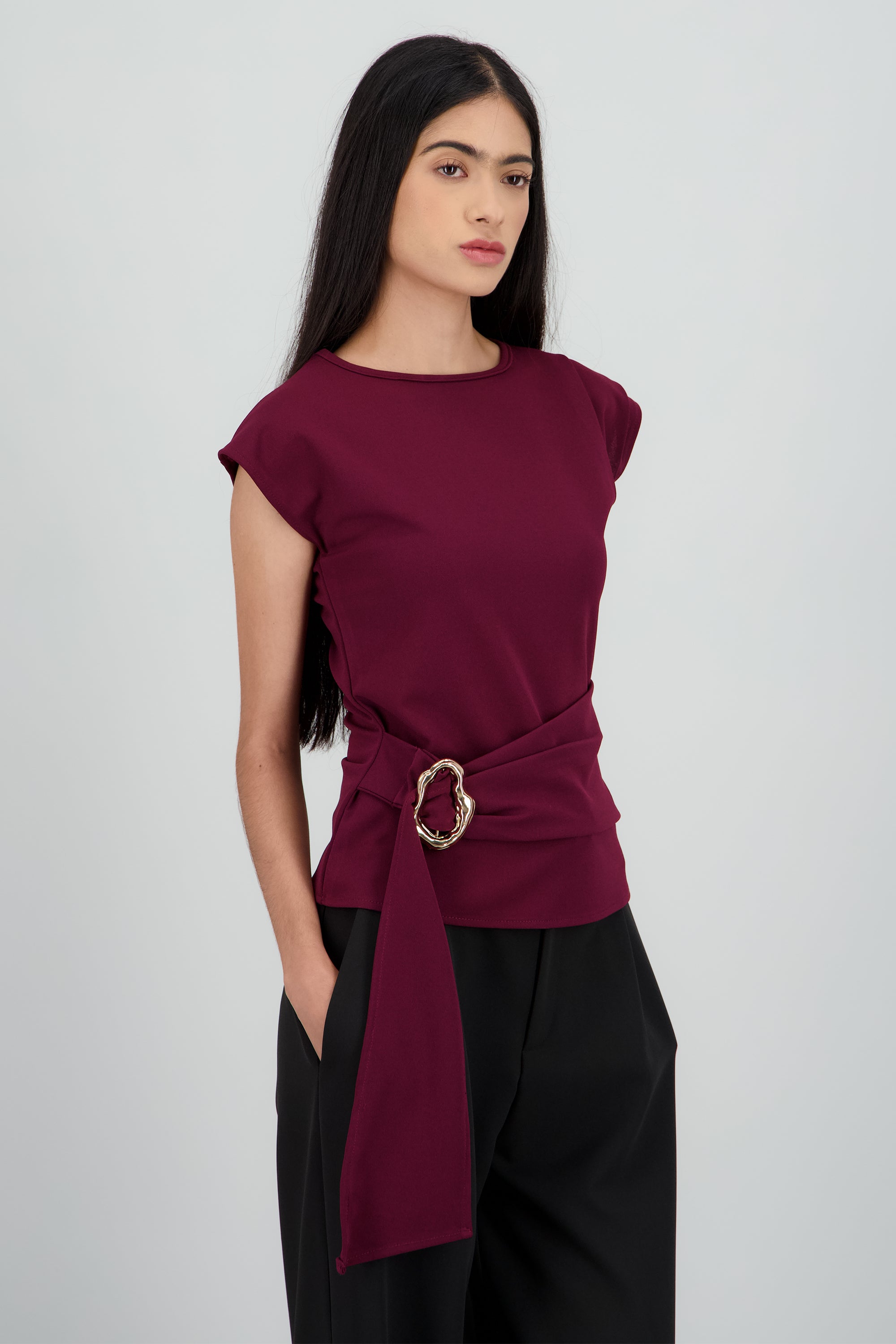 Blusa amarre lado VINO