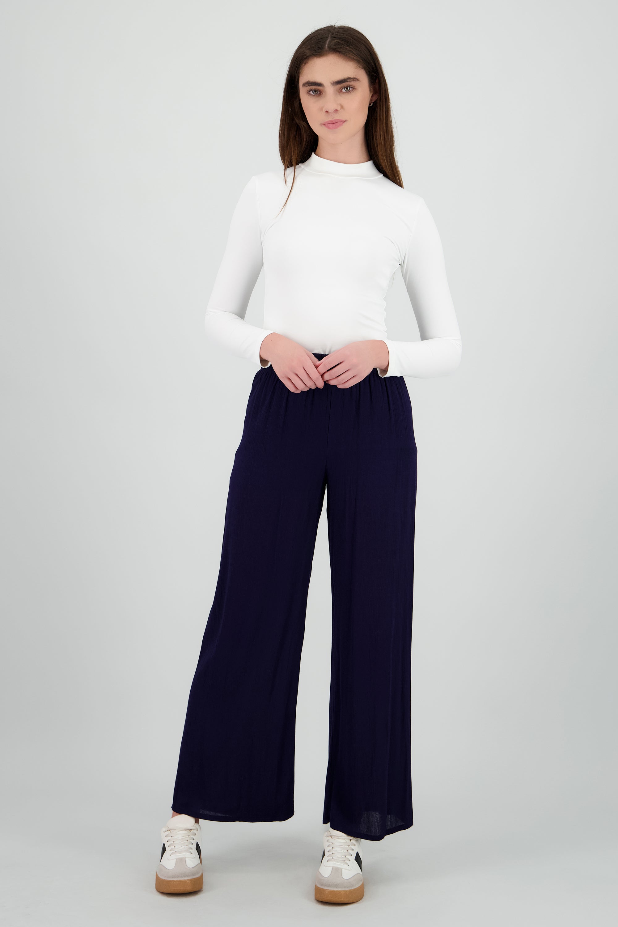 Pantalon amplio textura MARINO