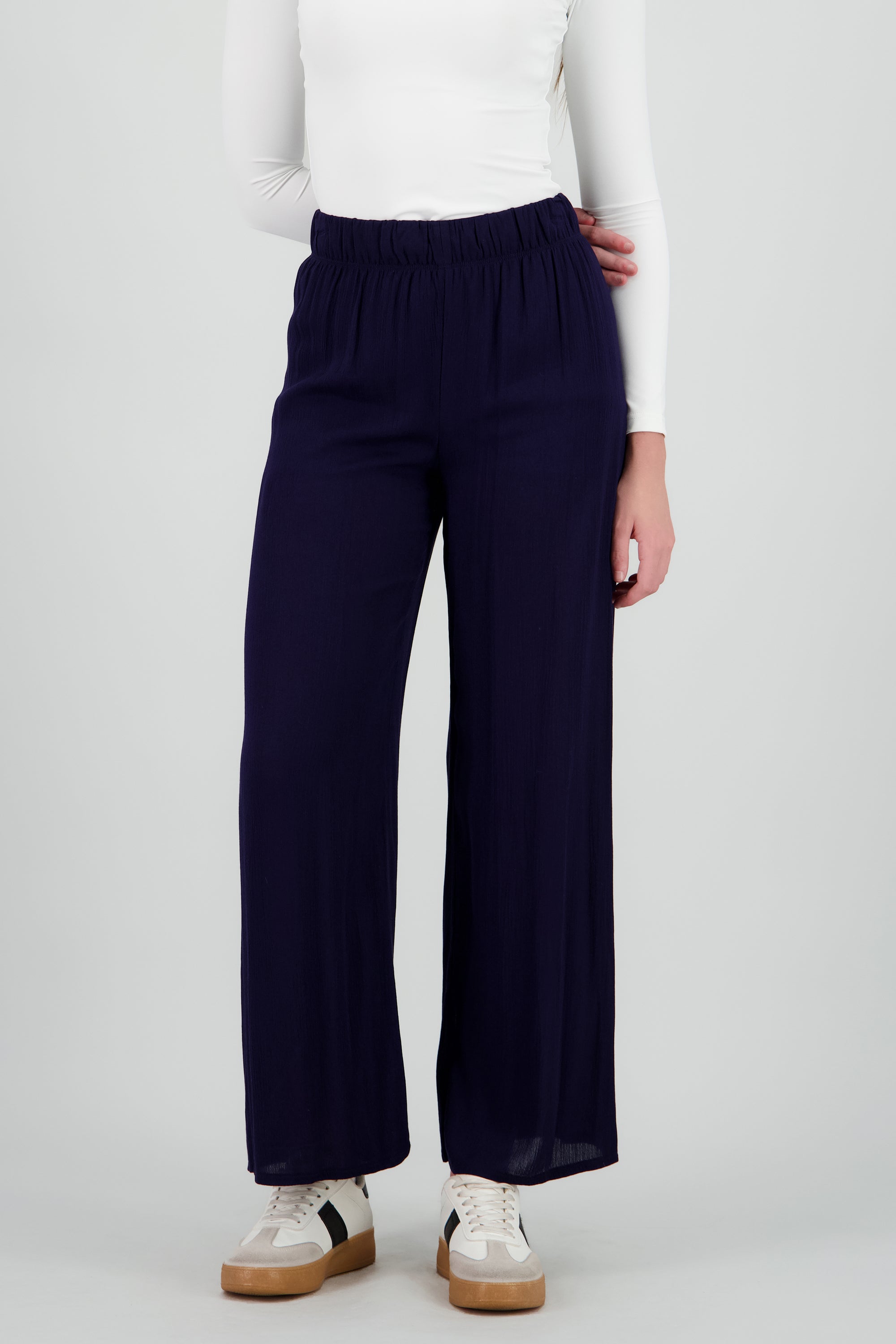 Pantalon amplio textura MARINO