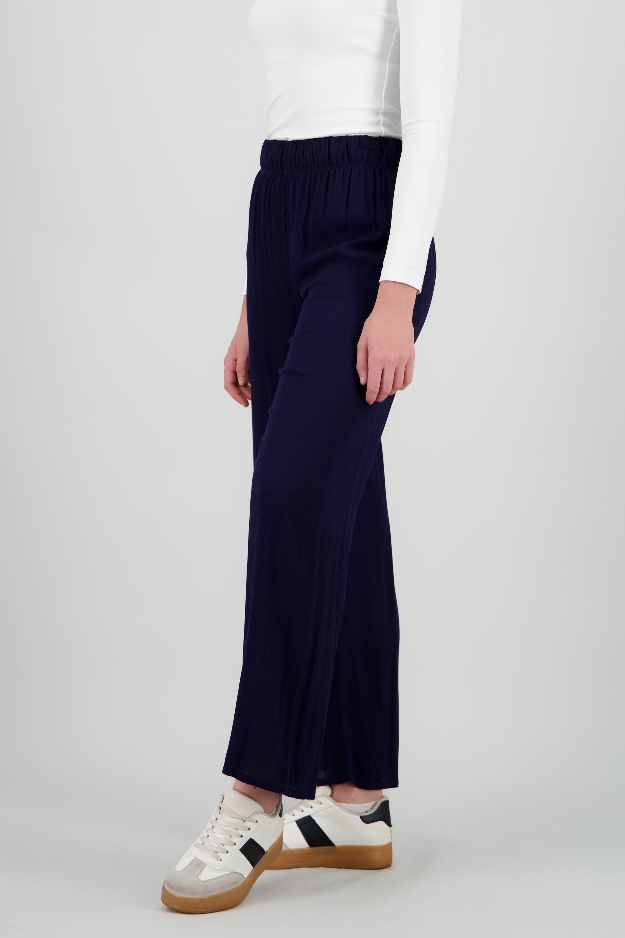 Pantalon amplio textura MARINO