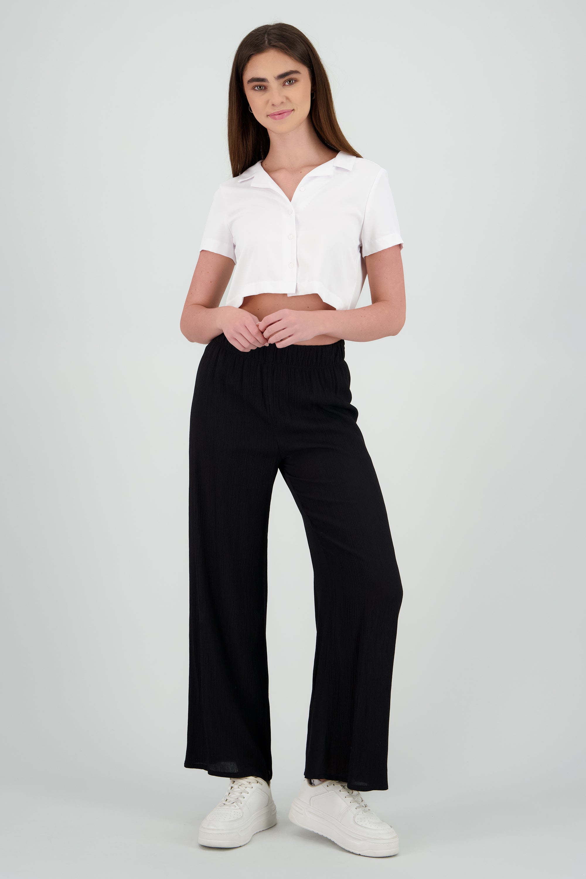 Pantalon amplio textura NEGRO