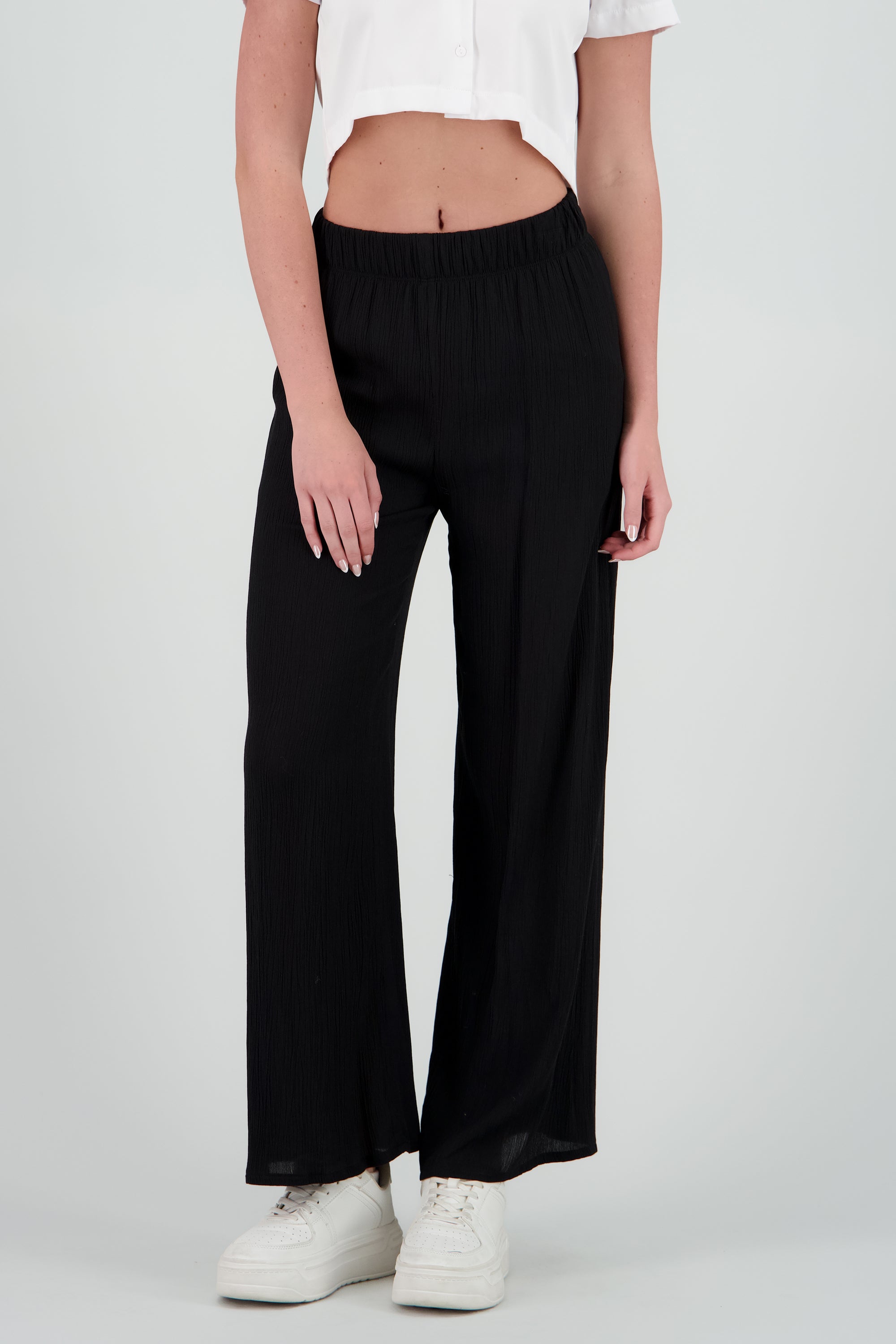 Pantalon amplio textura NEGRO