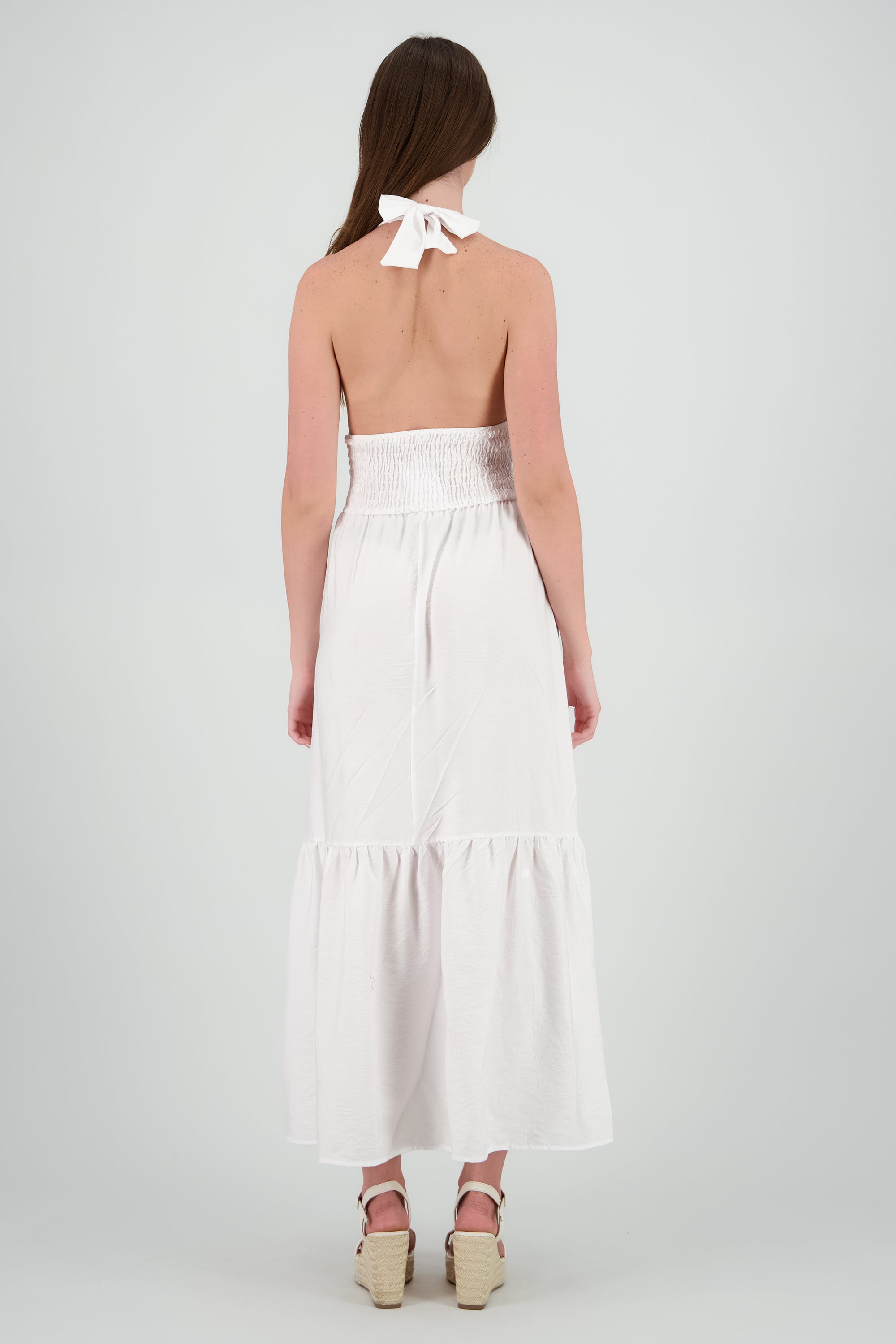 Vestido maxi halter amarre BLANCO