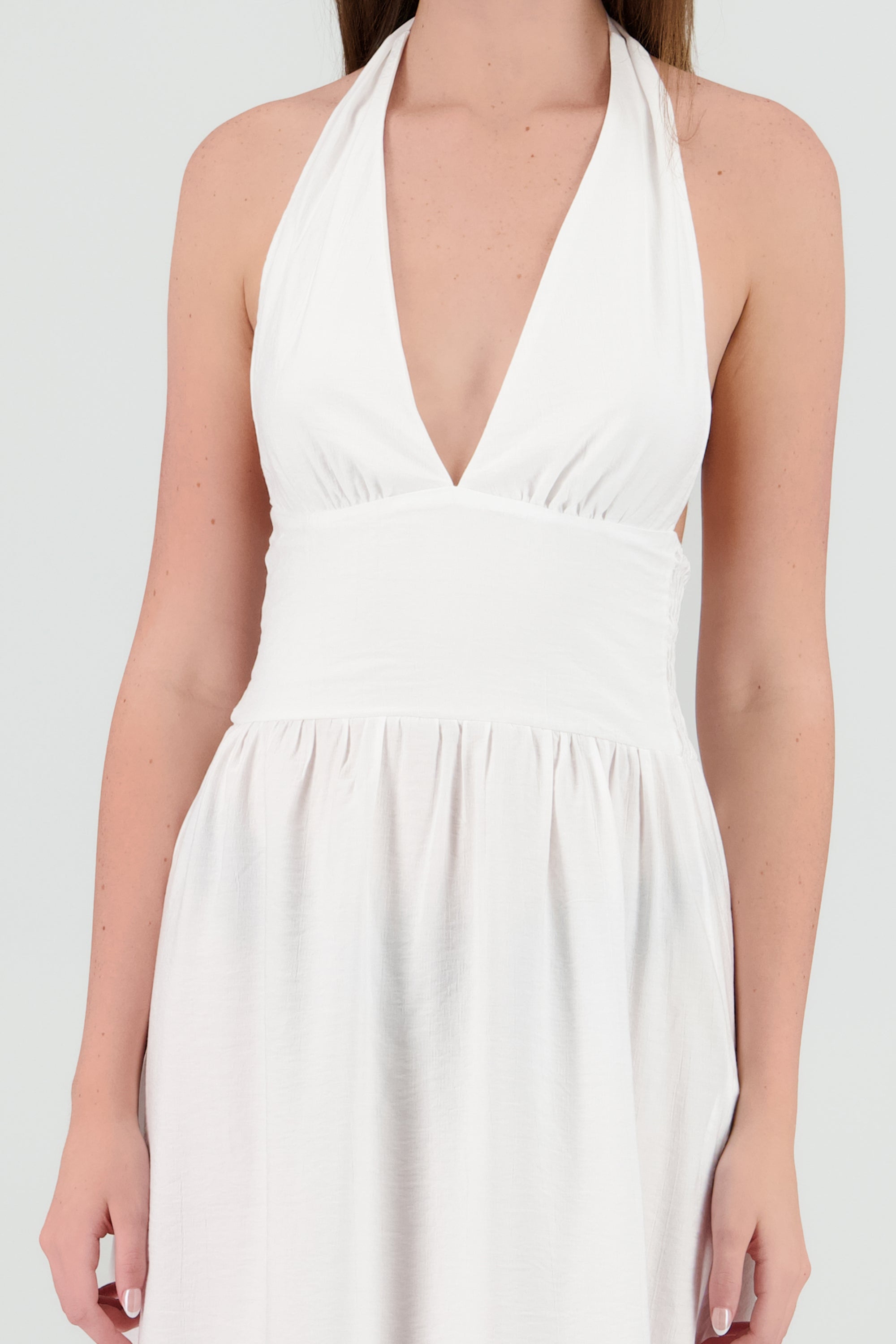 Vestido maxi halter amarre BLANCO